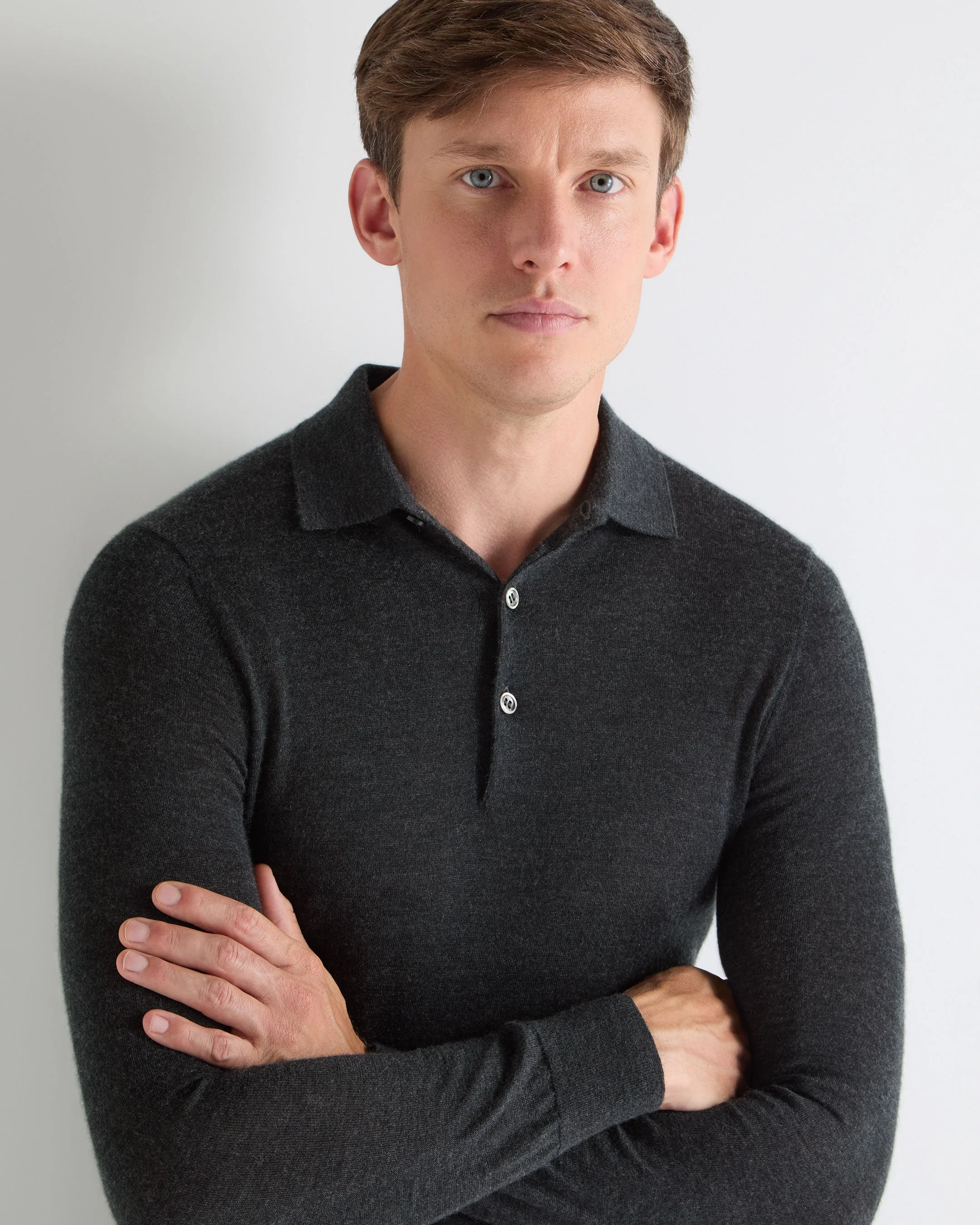 TUCCI SUPERFINE POLO SHIRT Dark Charcoal Grey - Image 6