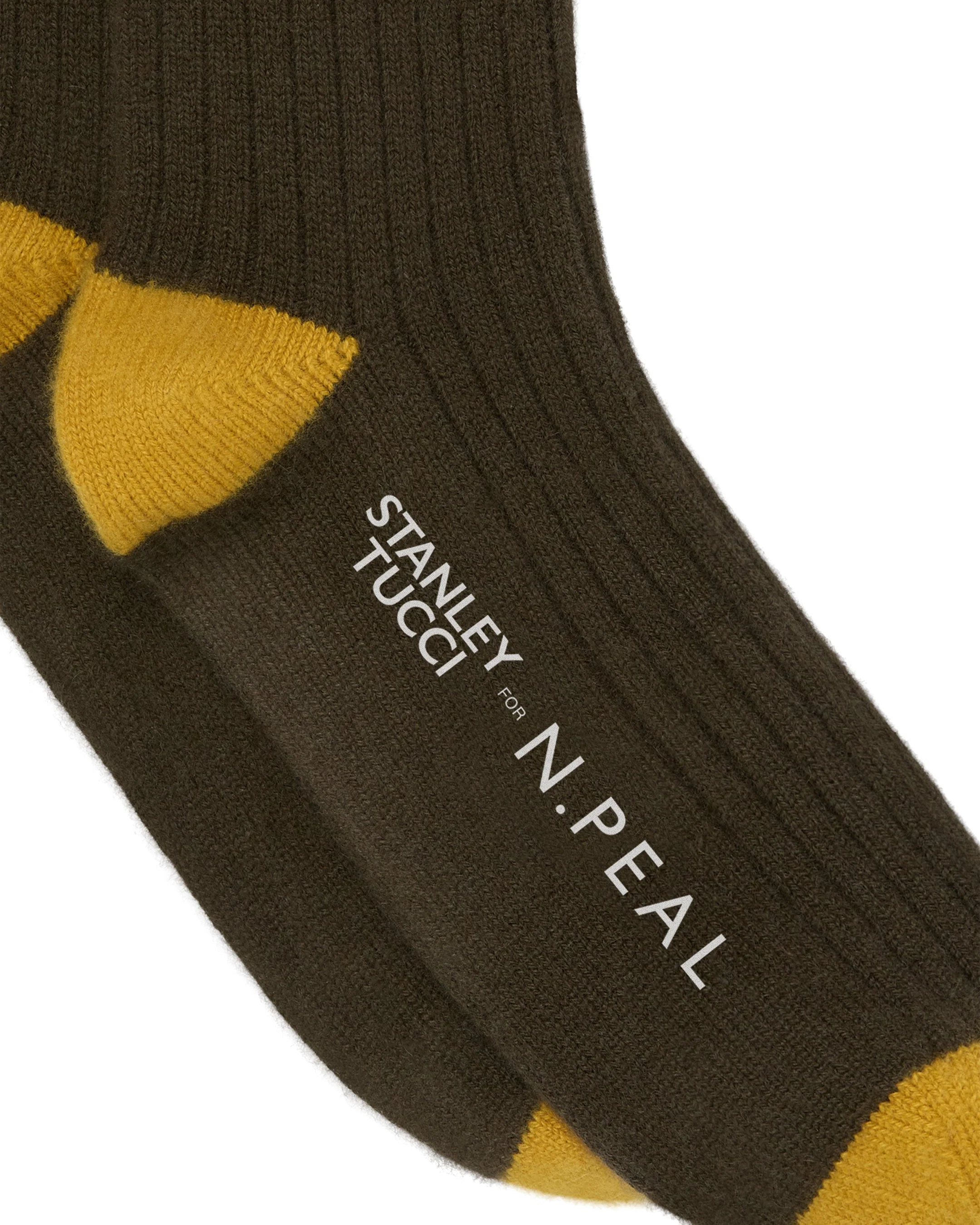 TUCCI TRAVEL SOCK Olive Green + Ochre Yellow - Image 2