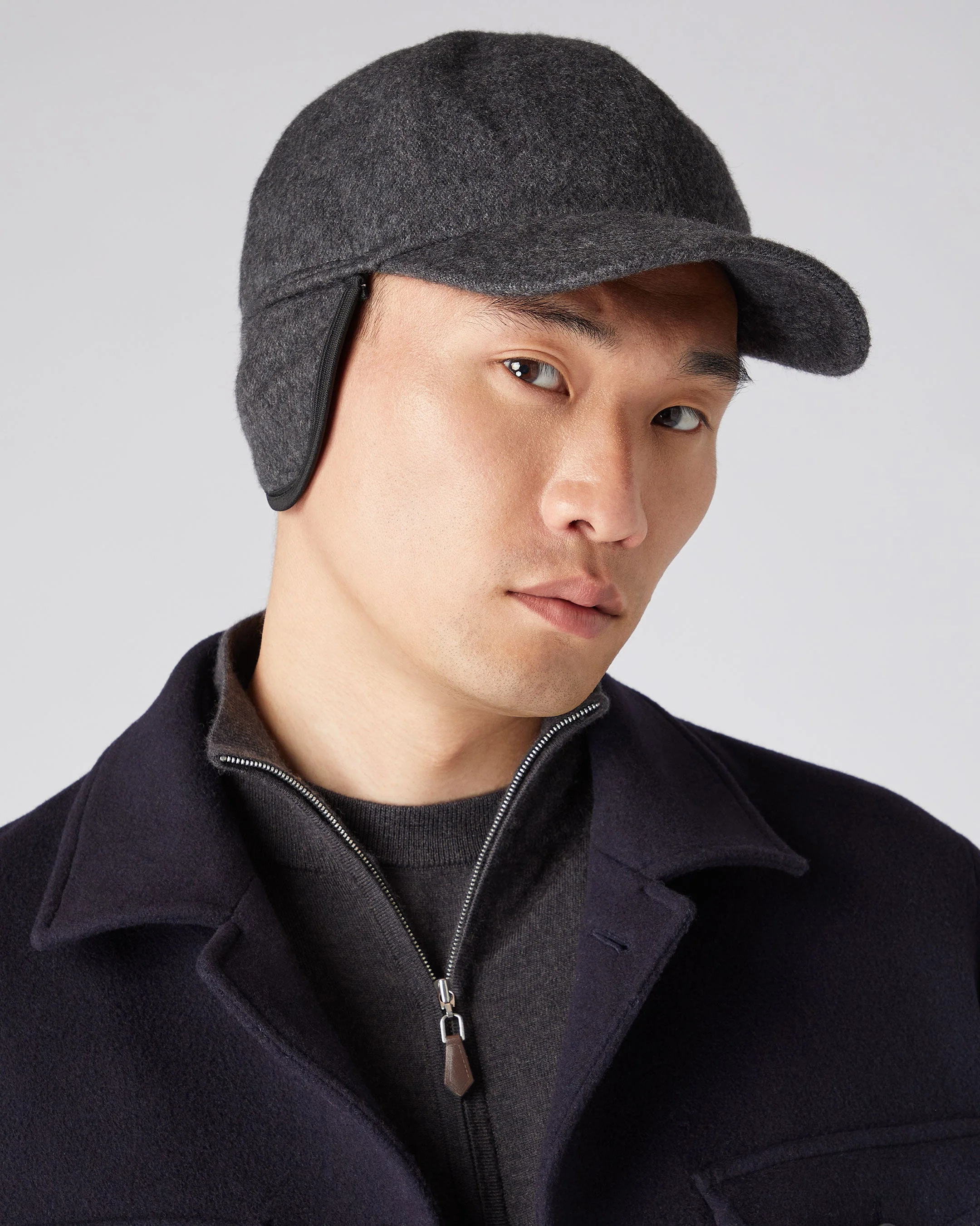 Unisex Cashmere Cap Dark Grey - Image 3