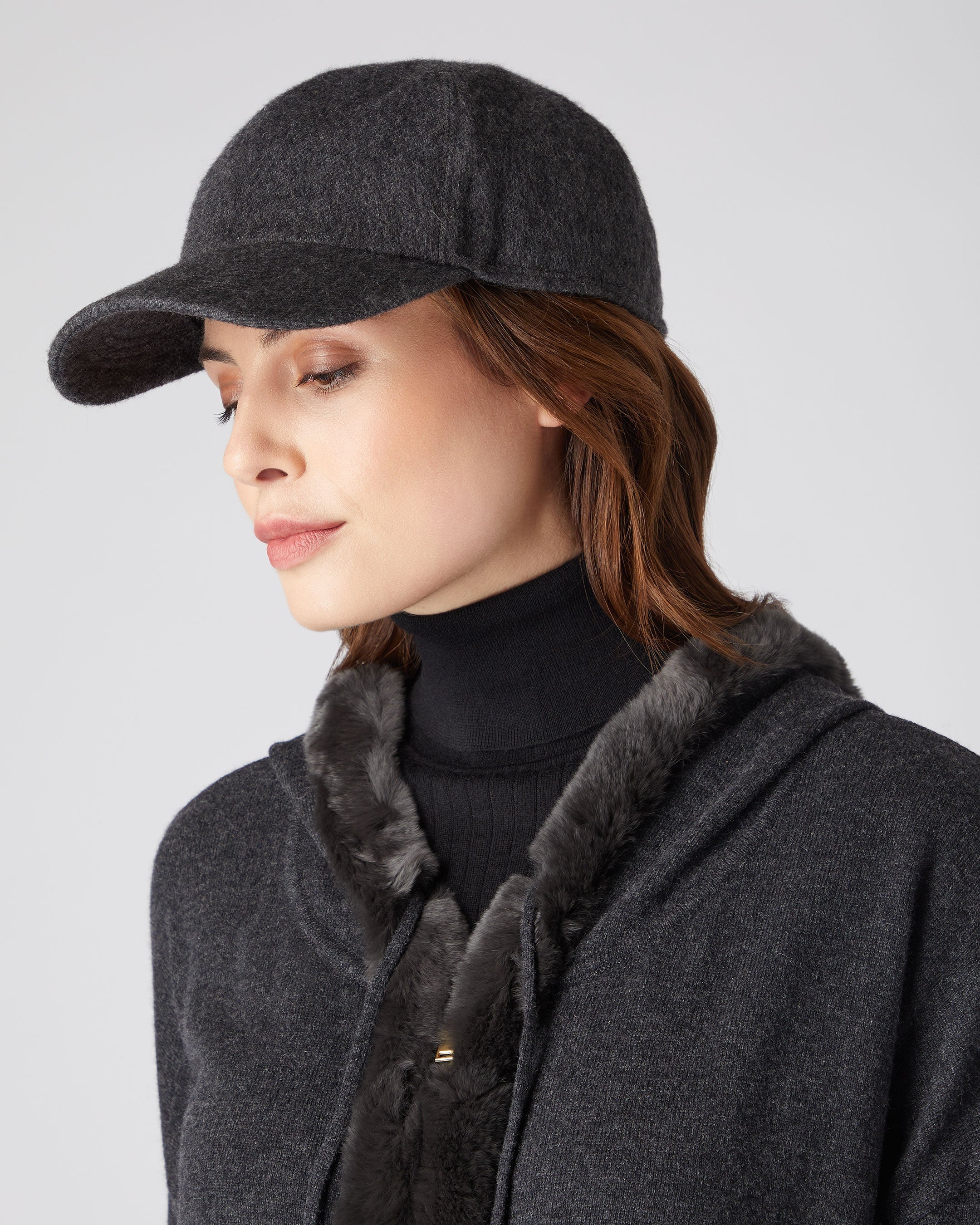 Unisex Cashmere Cap Dark Grey - Image 4