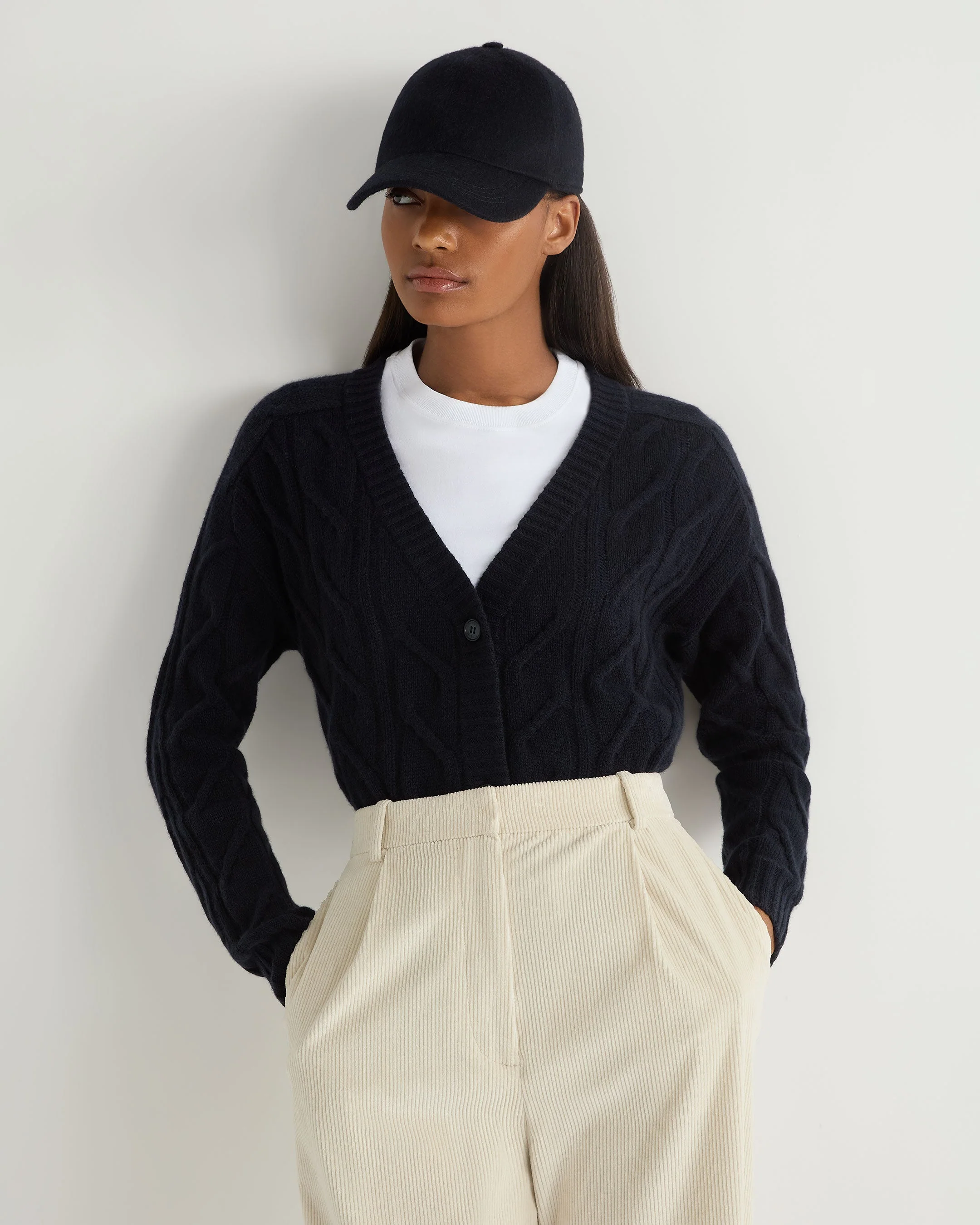 Unisex Cashmere Cap Navy Blue - Image 5
