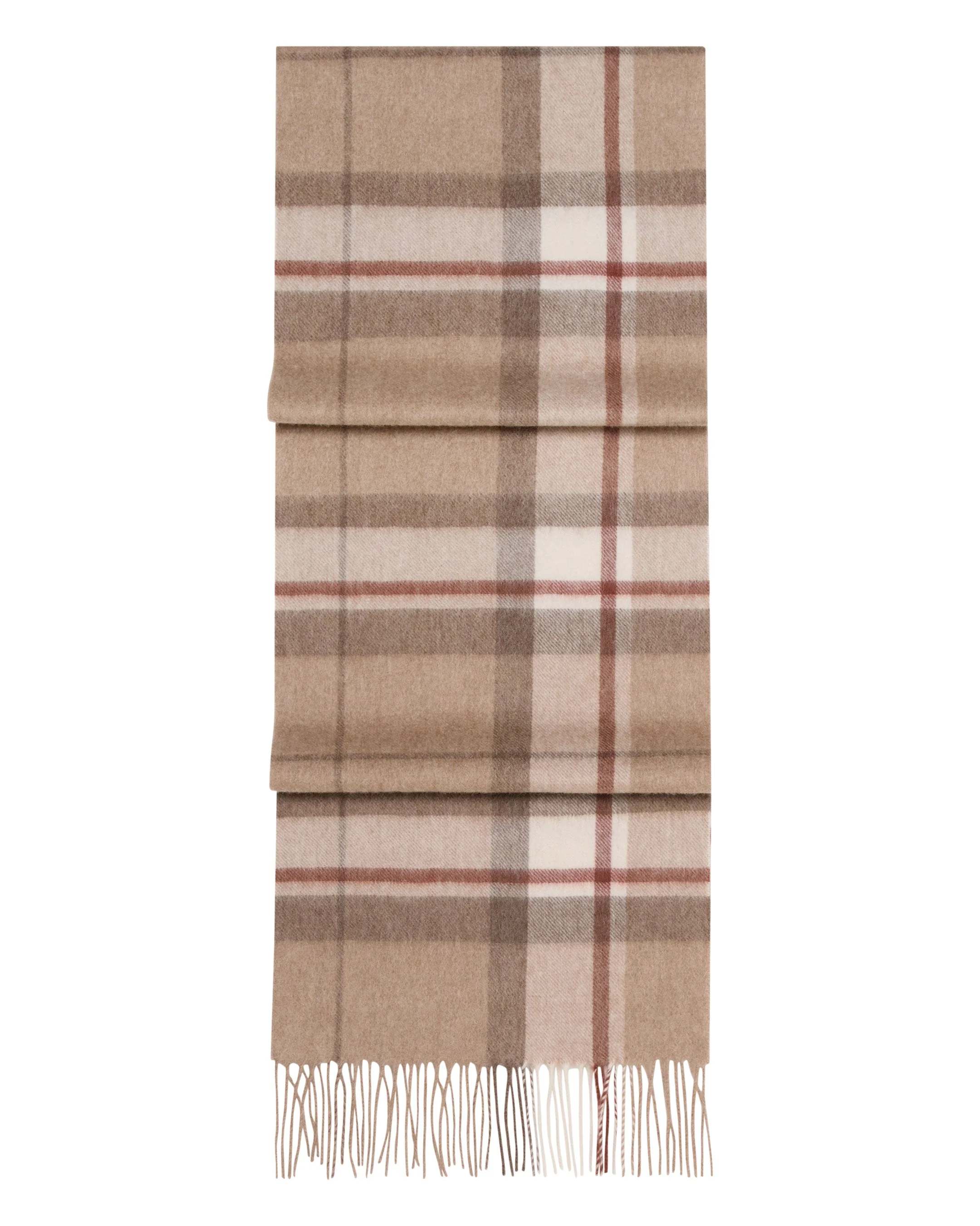 Unisex Cashmere Check Scarf Camel + Sand
