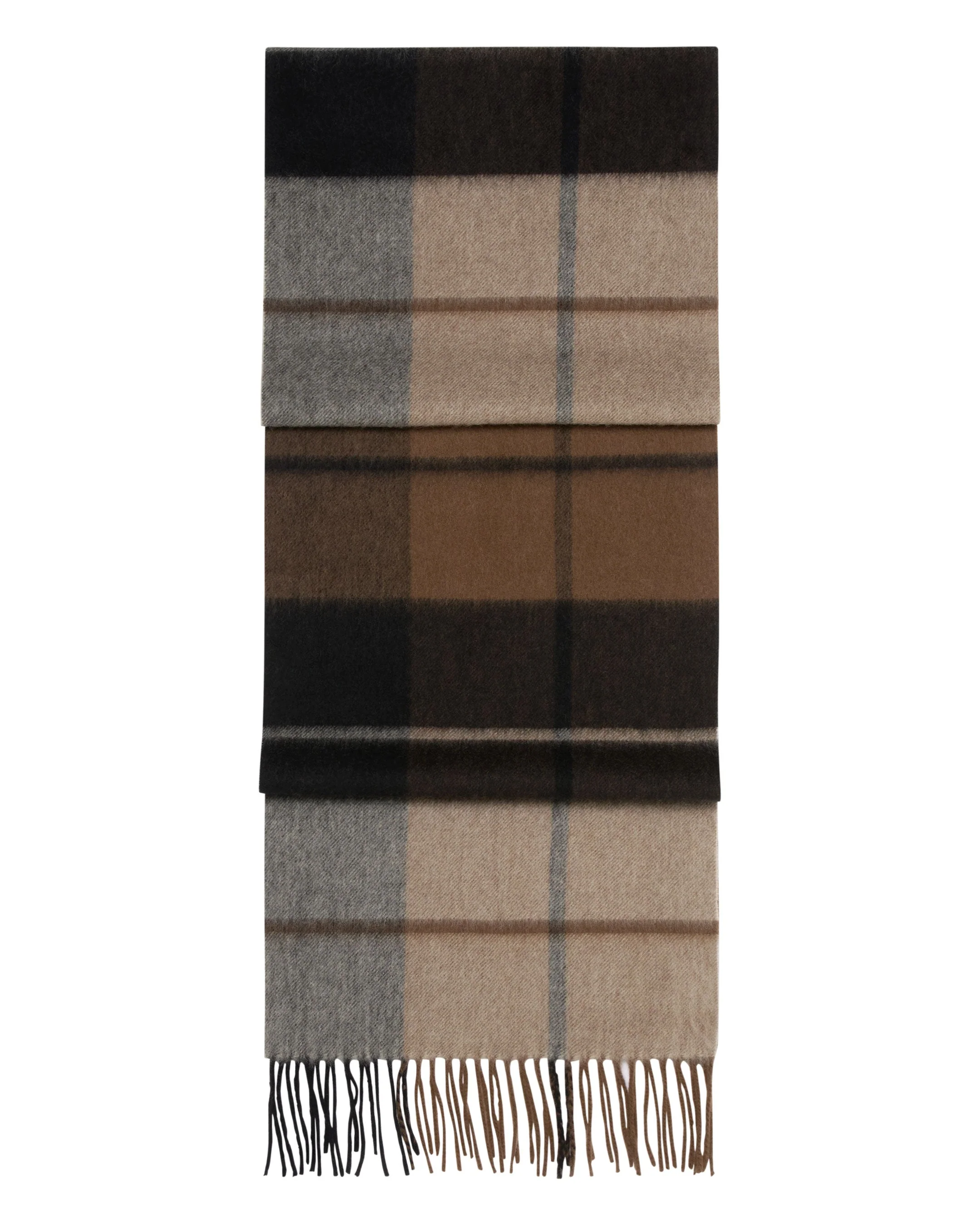 Unisex Cashmere Check Scarf Dark Brown Check