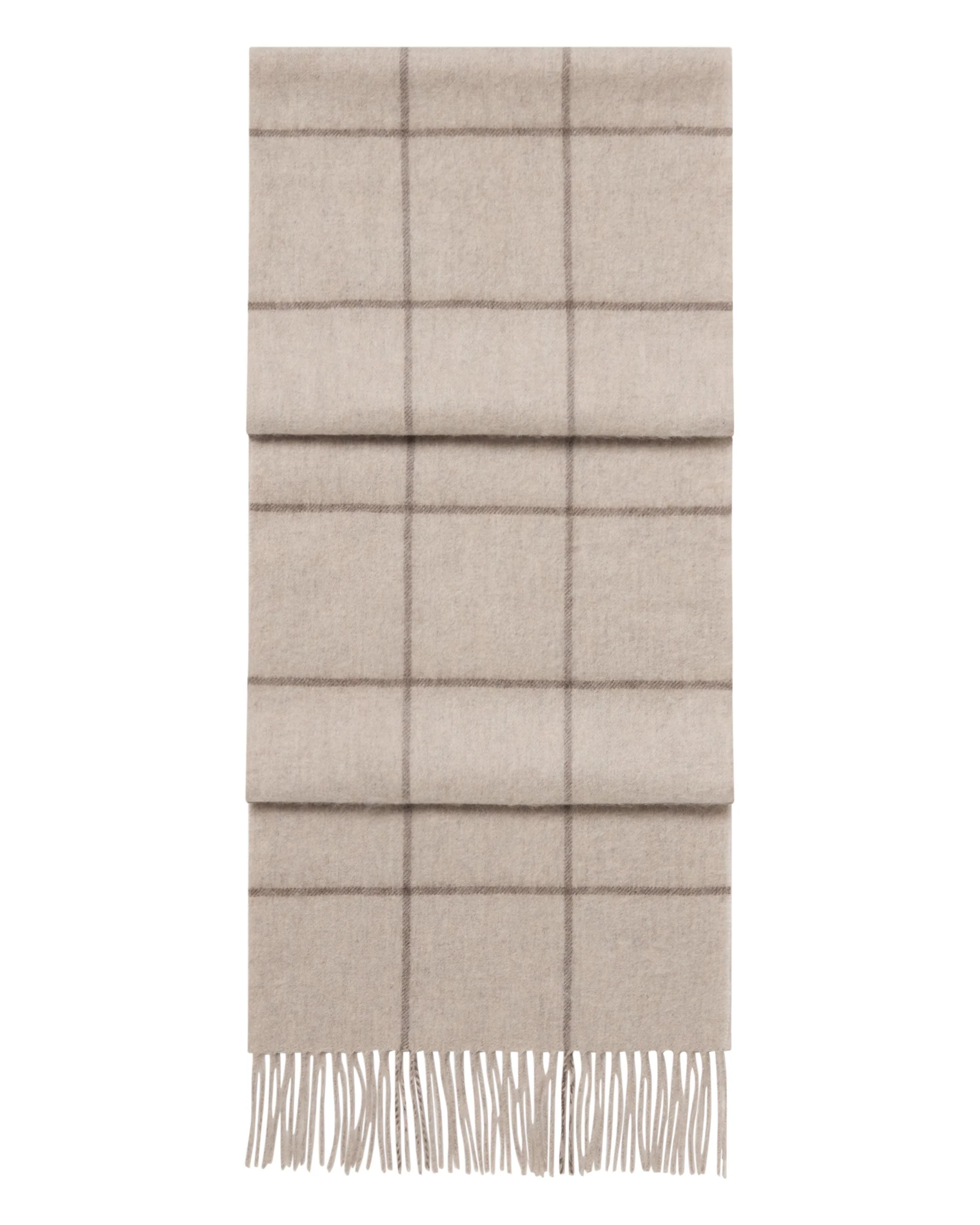 Unisex Cashmere Check Scarf Ecru White + Brown