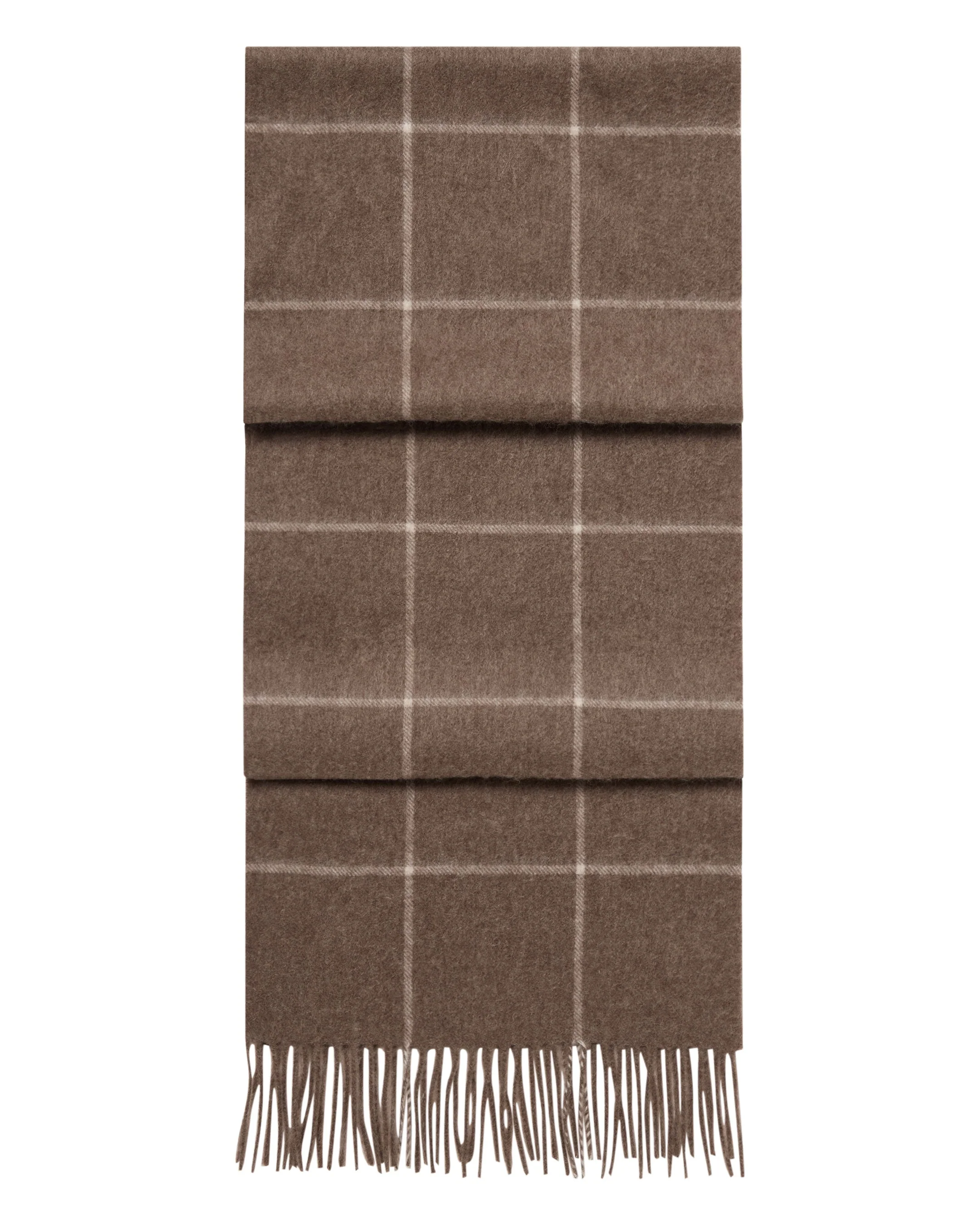 Unisex Cashmere Check Scarf Taupe Brown + Natural Brown