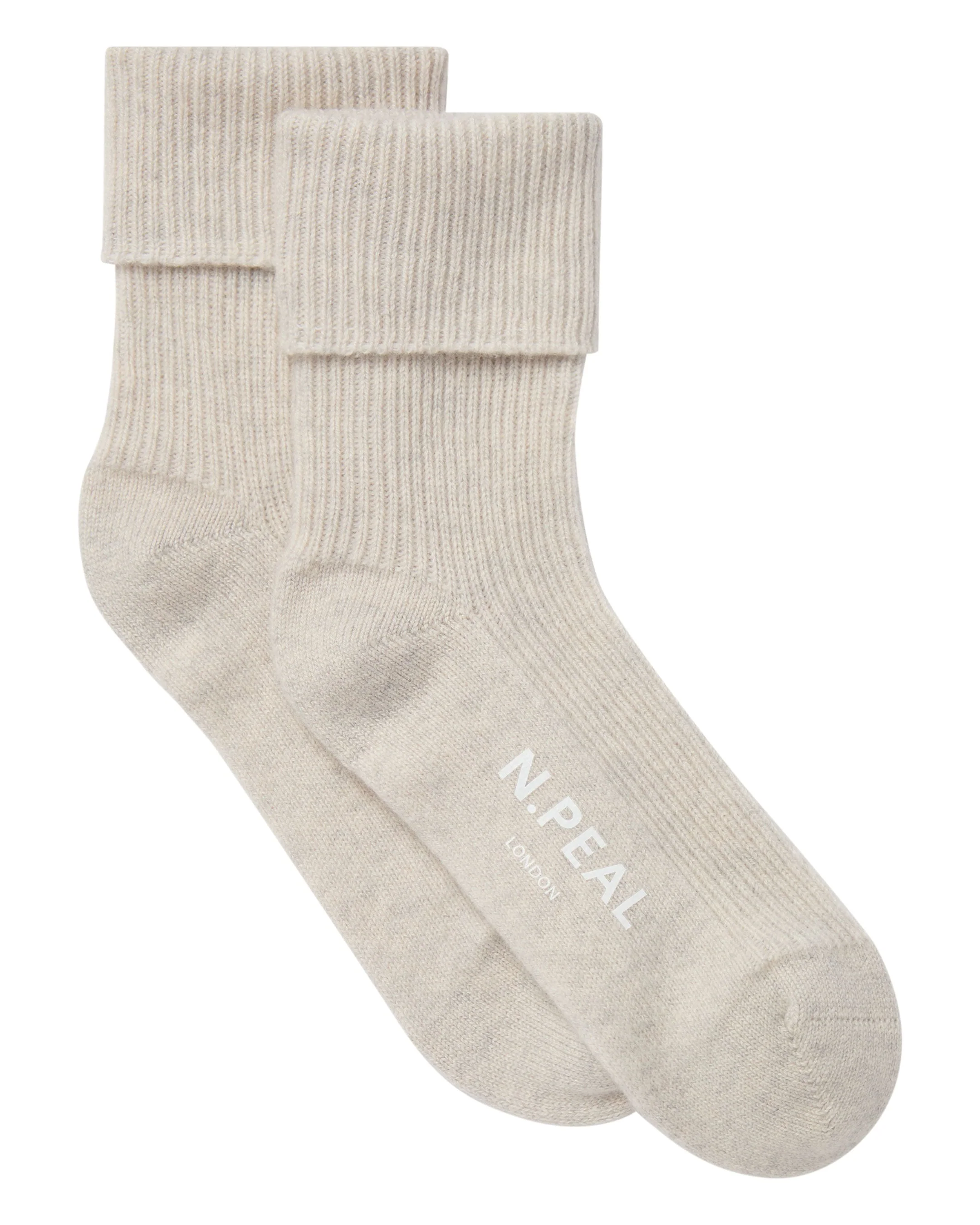 Unisex Cashmere Rib Bed Socks Pebble Grey