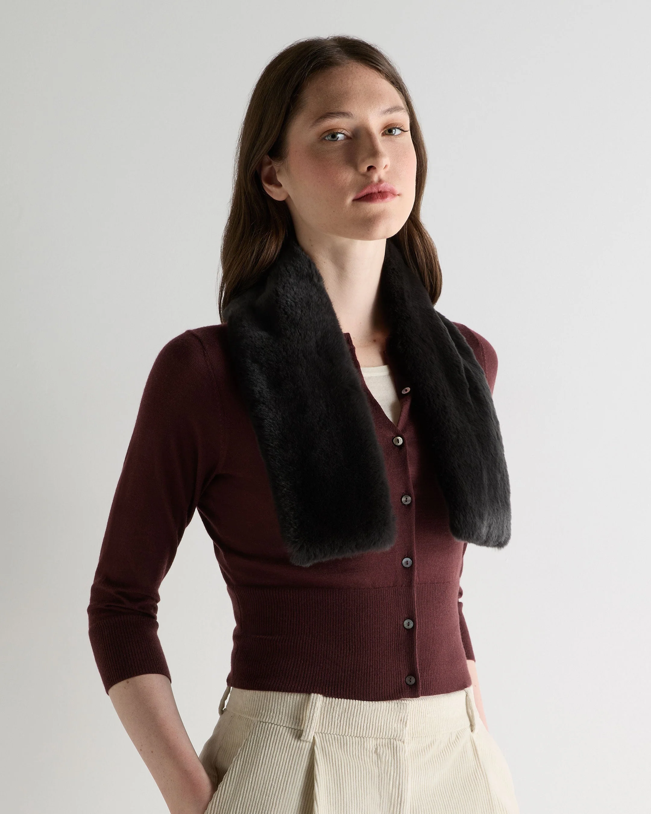 Unisex Fur Neckwarmer Chocolate Brown - Image 3