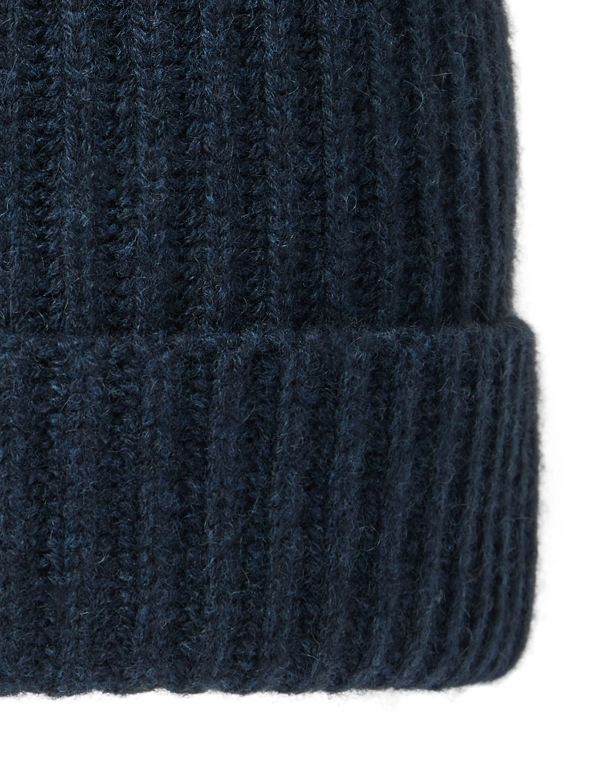 Unisex Ribbed Cashmere Hat Indigo Blue - Image 2