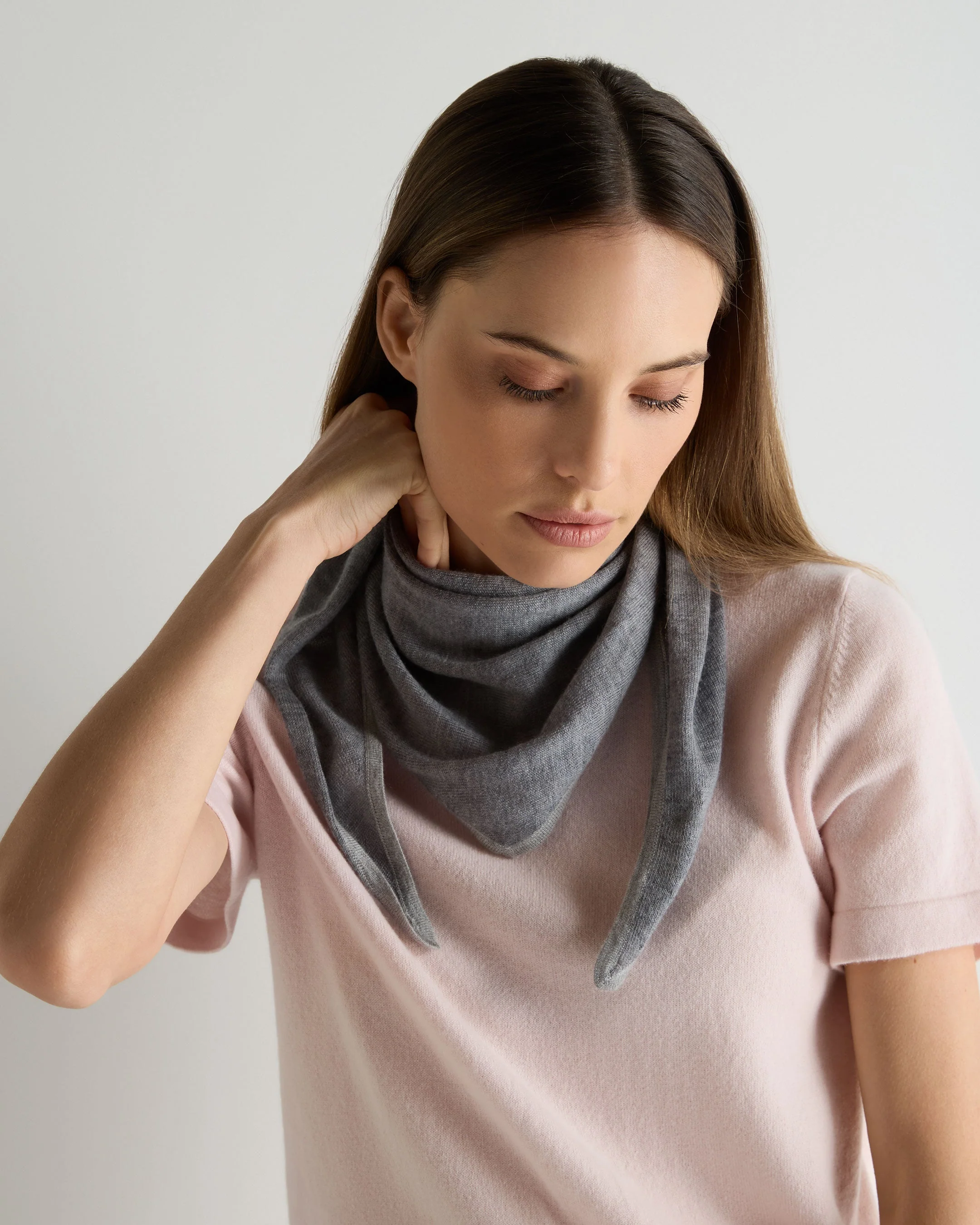Unisex Silk Cashmere Scarf Graphite Grey - Image 3