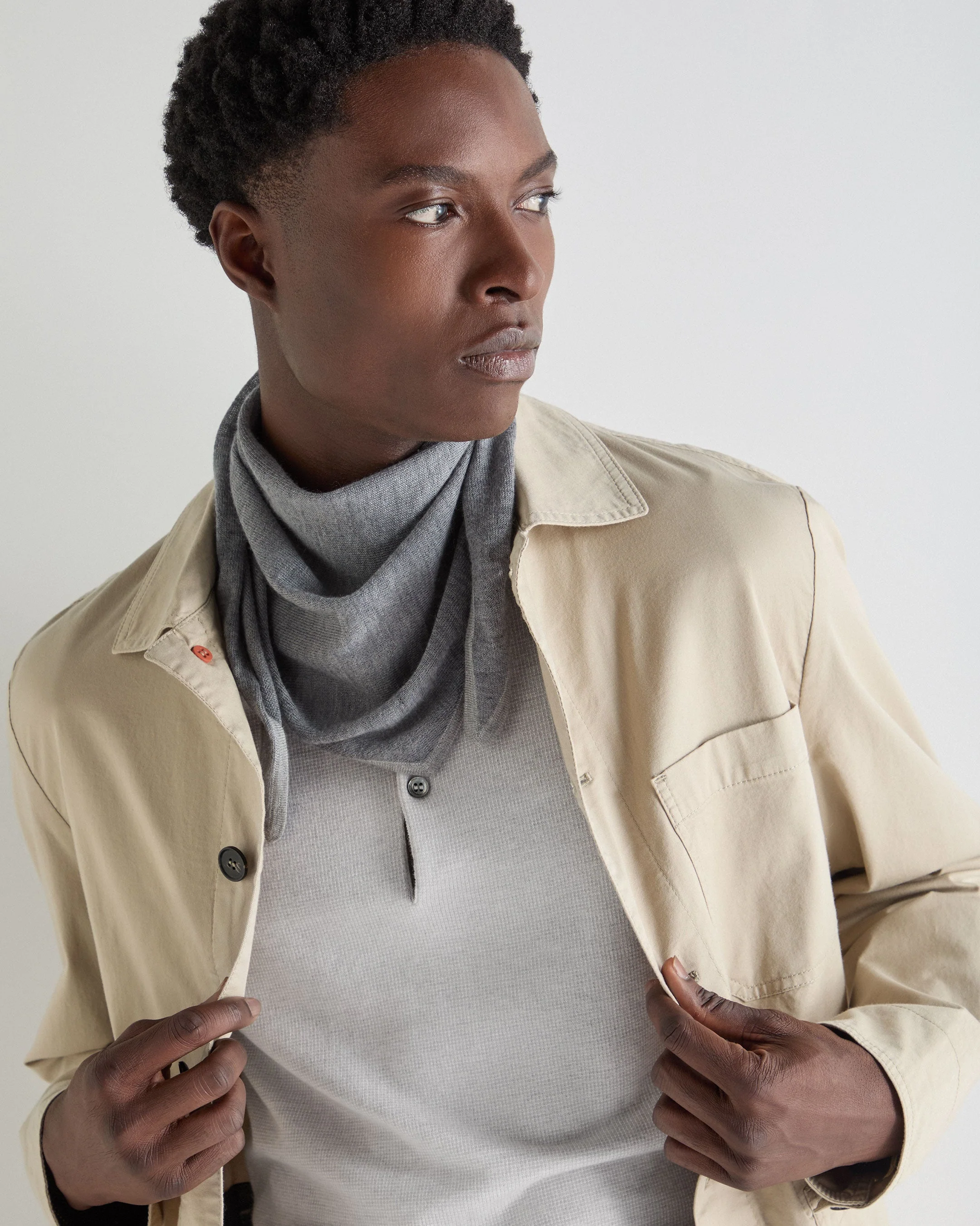 Unisex Silk Cashmere Scarf Graphite Grey - Image 4