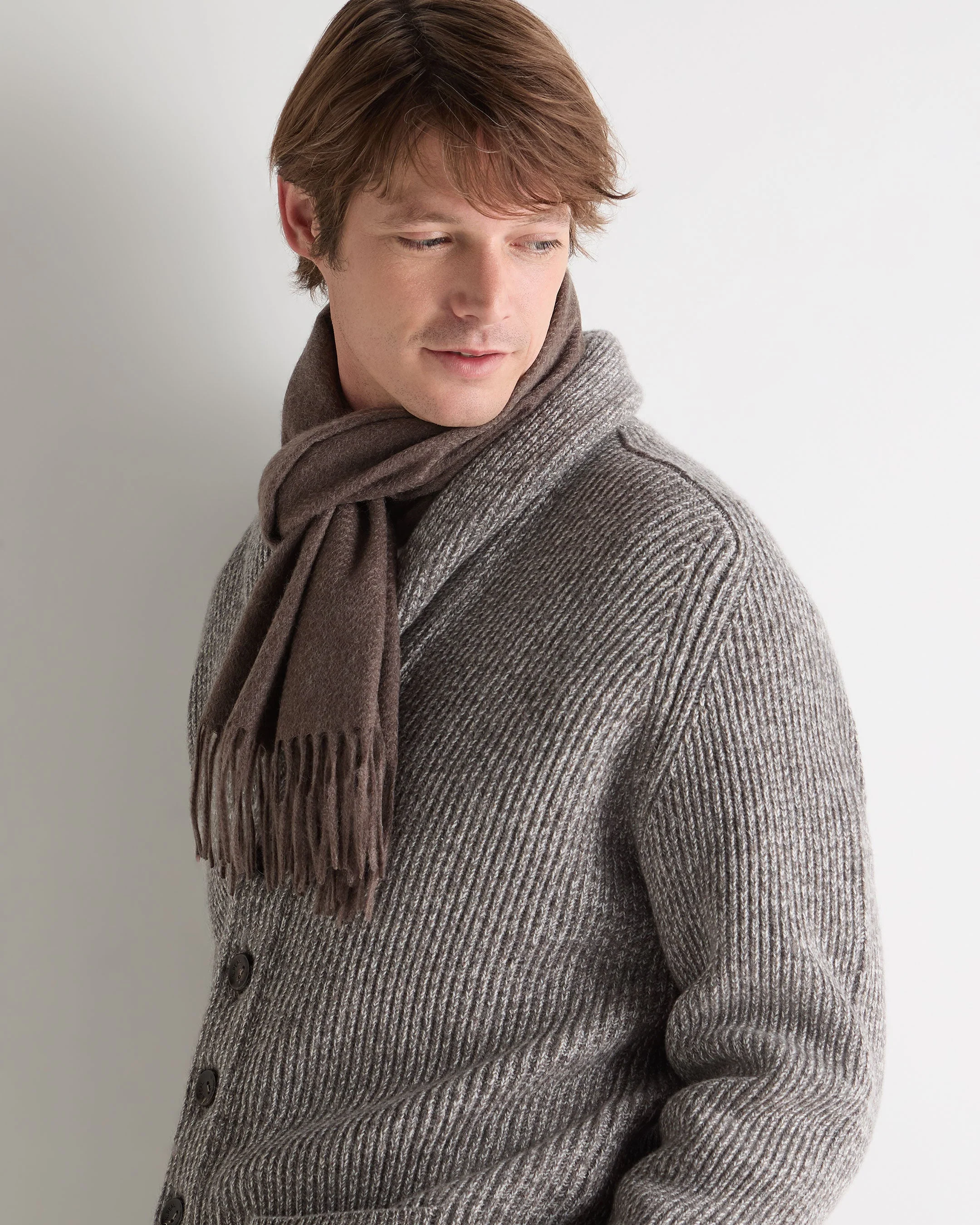 Unisex Woven Cashmere Scarf Otter Brown - Image 2