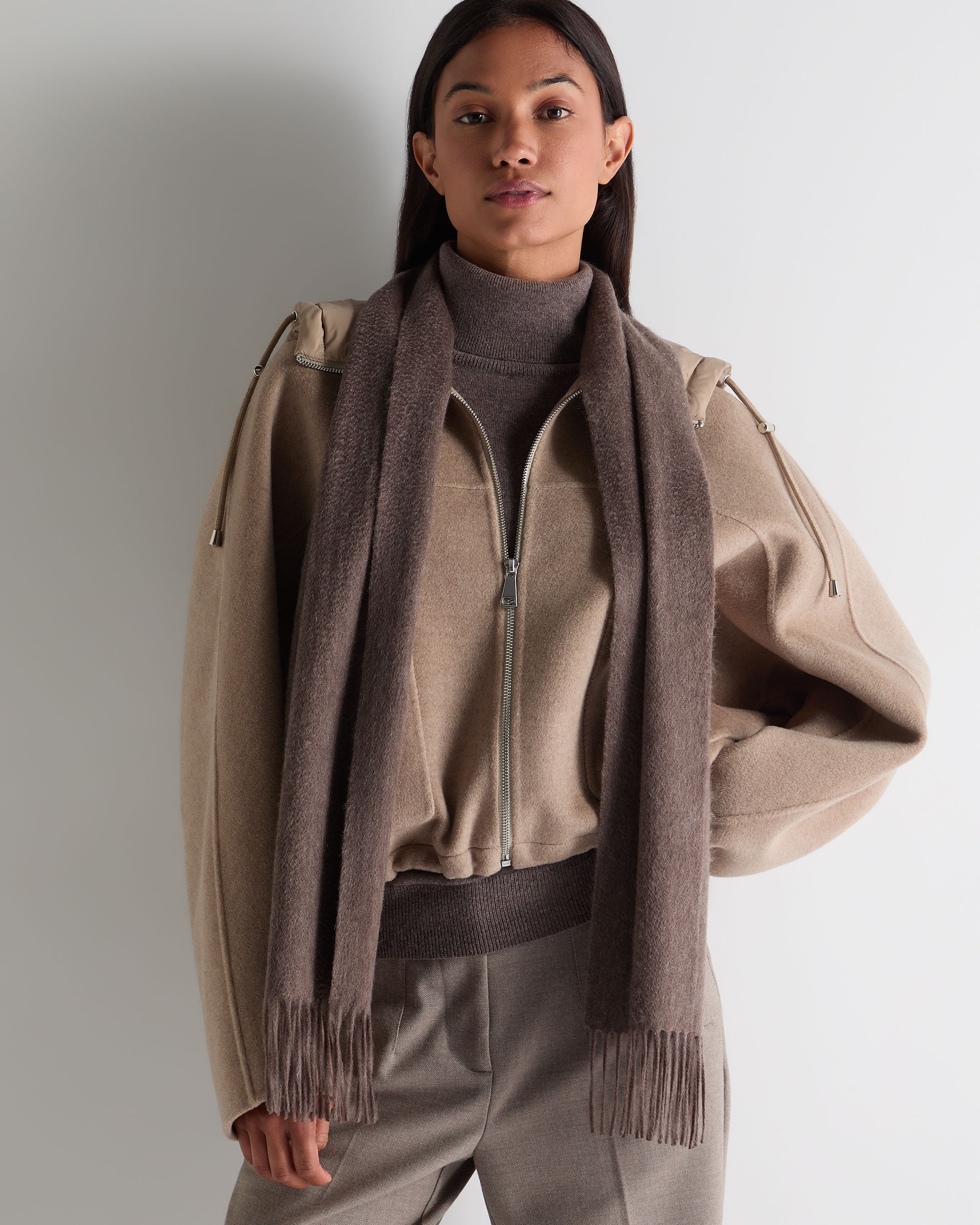 Unisex Woven Cashmere Scarf Otter Brown - Image 3