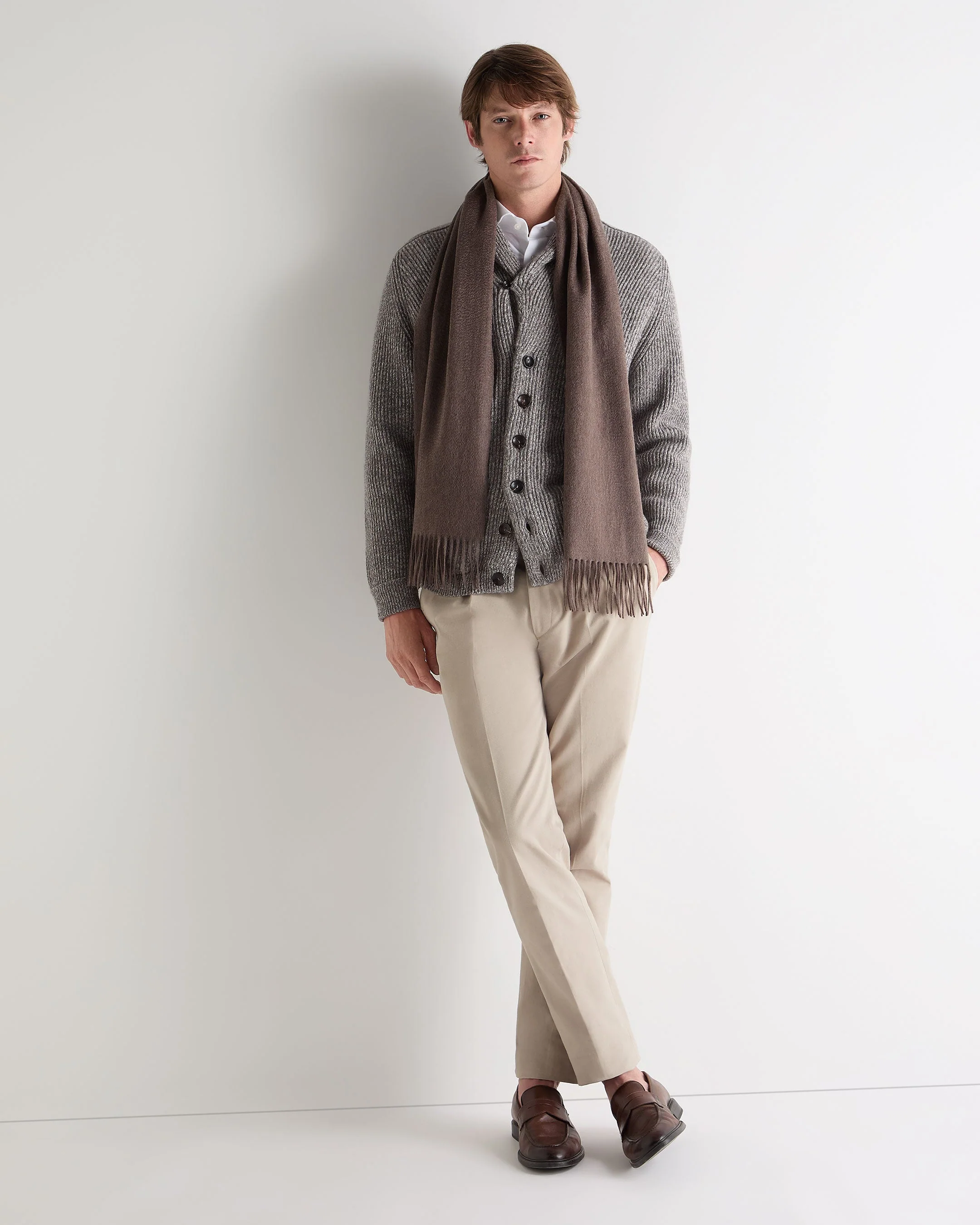 Unisex Woven Cashmere Scarf Otter Brown - Image 4