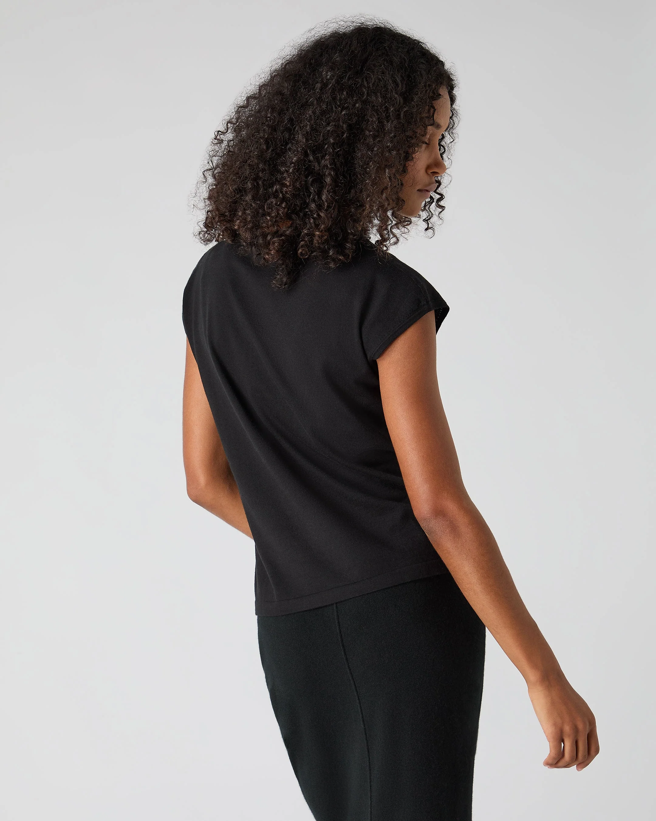 Women's Cotton Cashmere Silk Top Black - Image 4