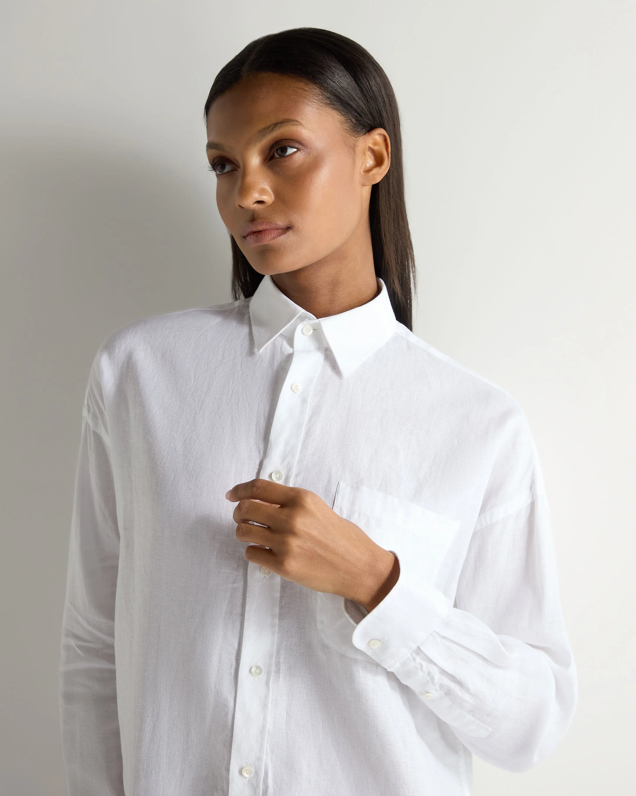 Women's Valencia Linen Shirt White - Image 5