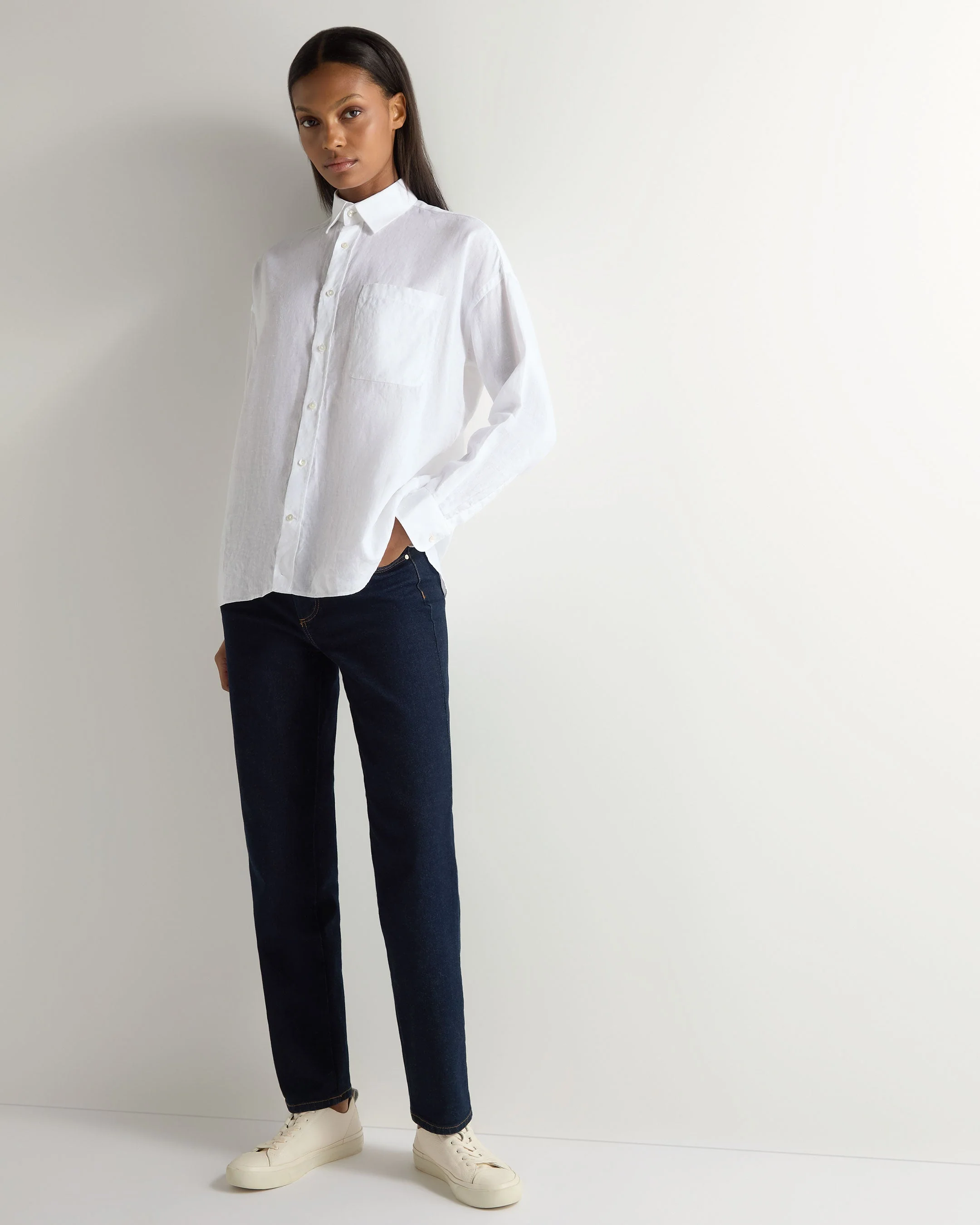 Women's Valencia Linen Shirt White - Image 7