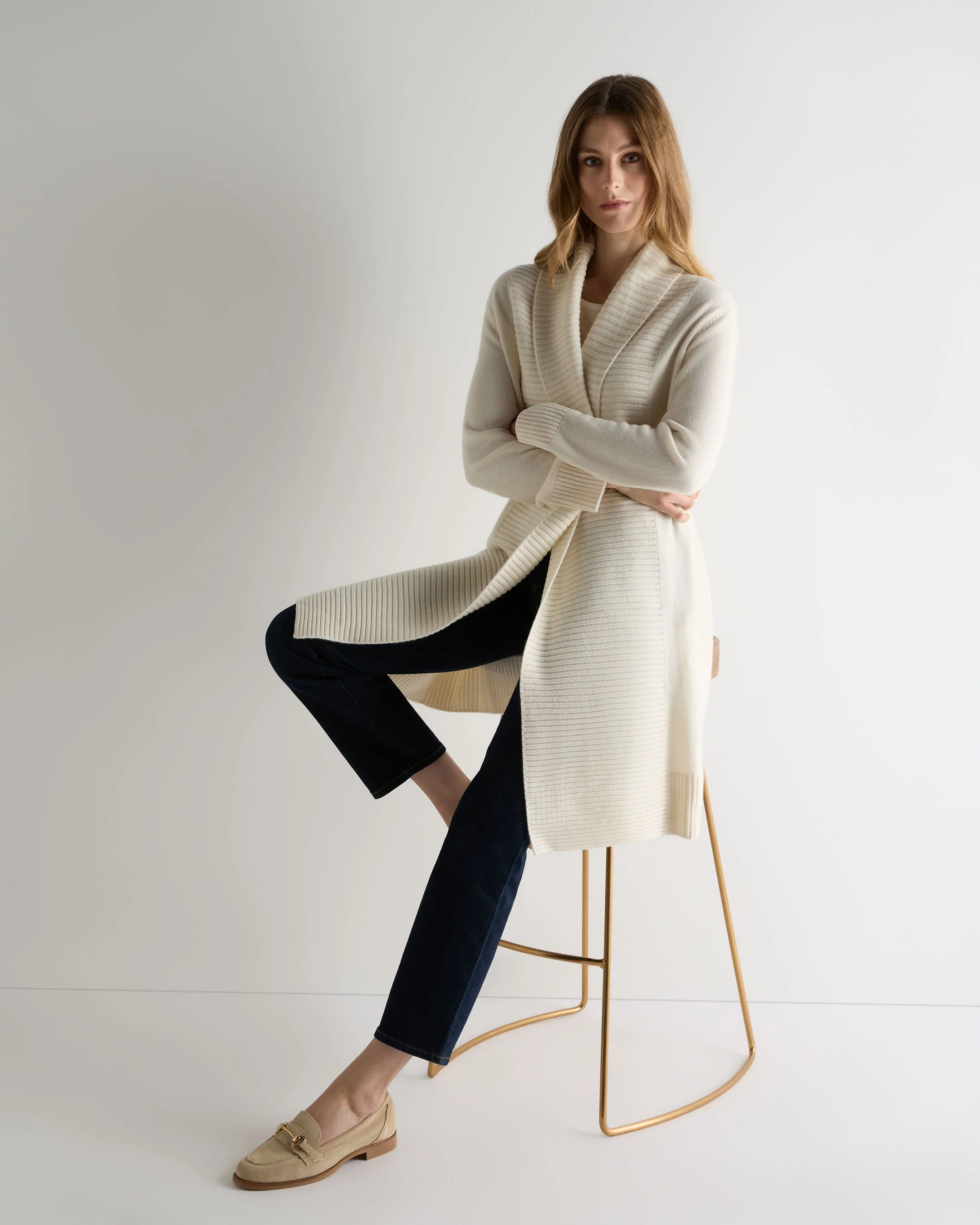 Women's Abbey Cashmere Cardigan New Ivory White - Image 3
