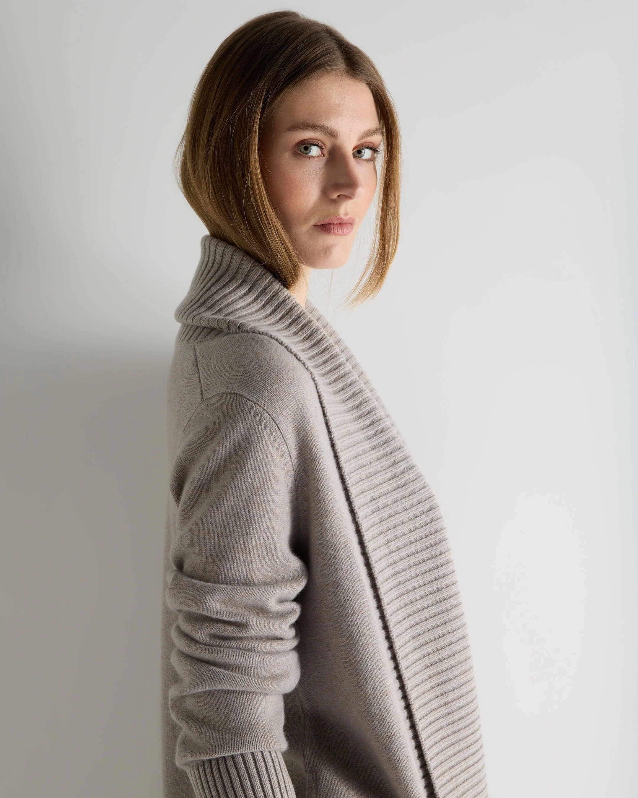 Women's Abbey Cashmere Cardigan Oat Grey - Image 5