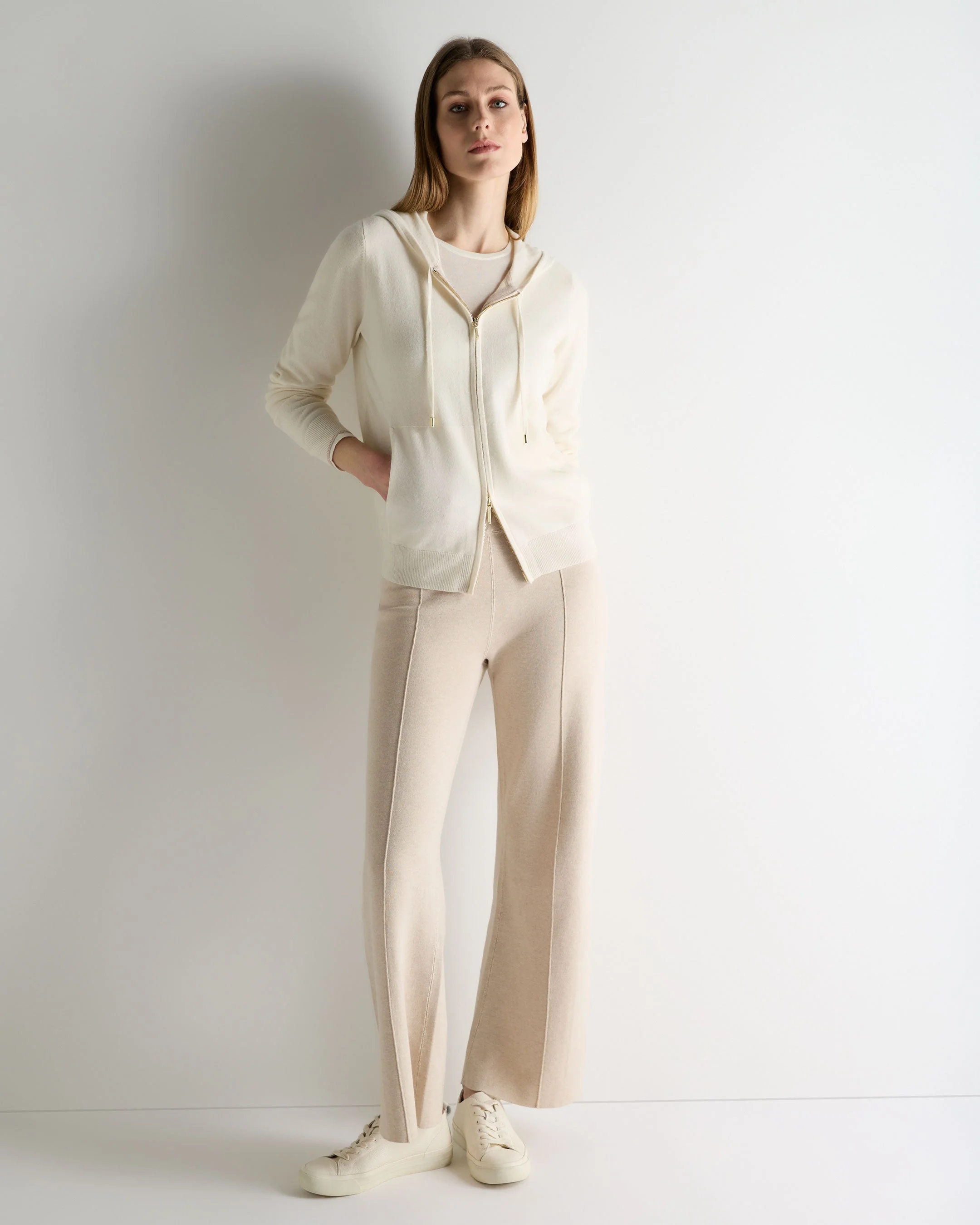 Women's Ada Cashmere Hoodie New Ivory White - Image 3