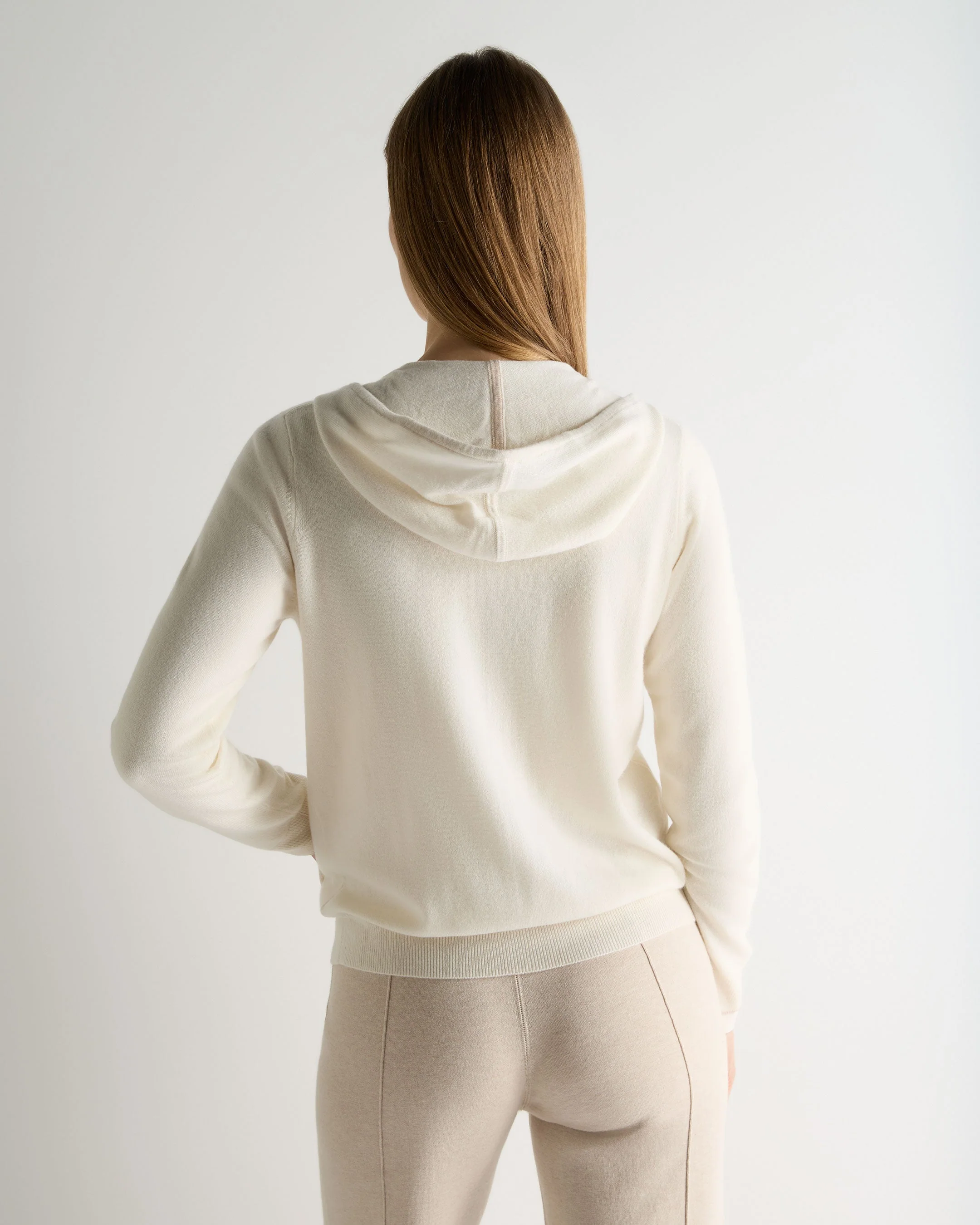Women's Ada Cashmere Hoodie New Ivory White - Image 4