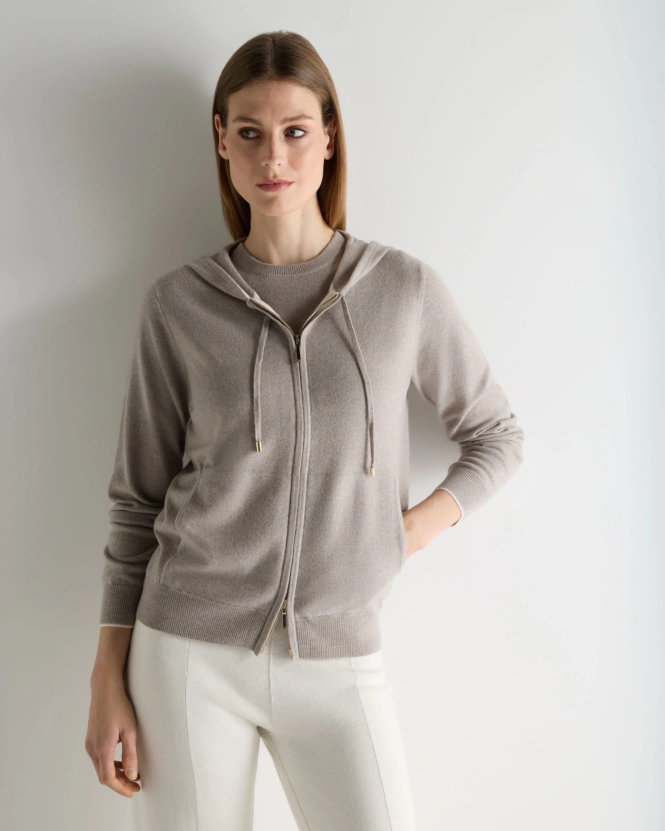 Women's Ada Cashmere Hoodie Oat Grey