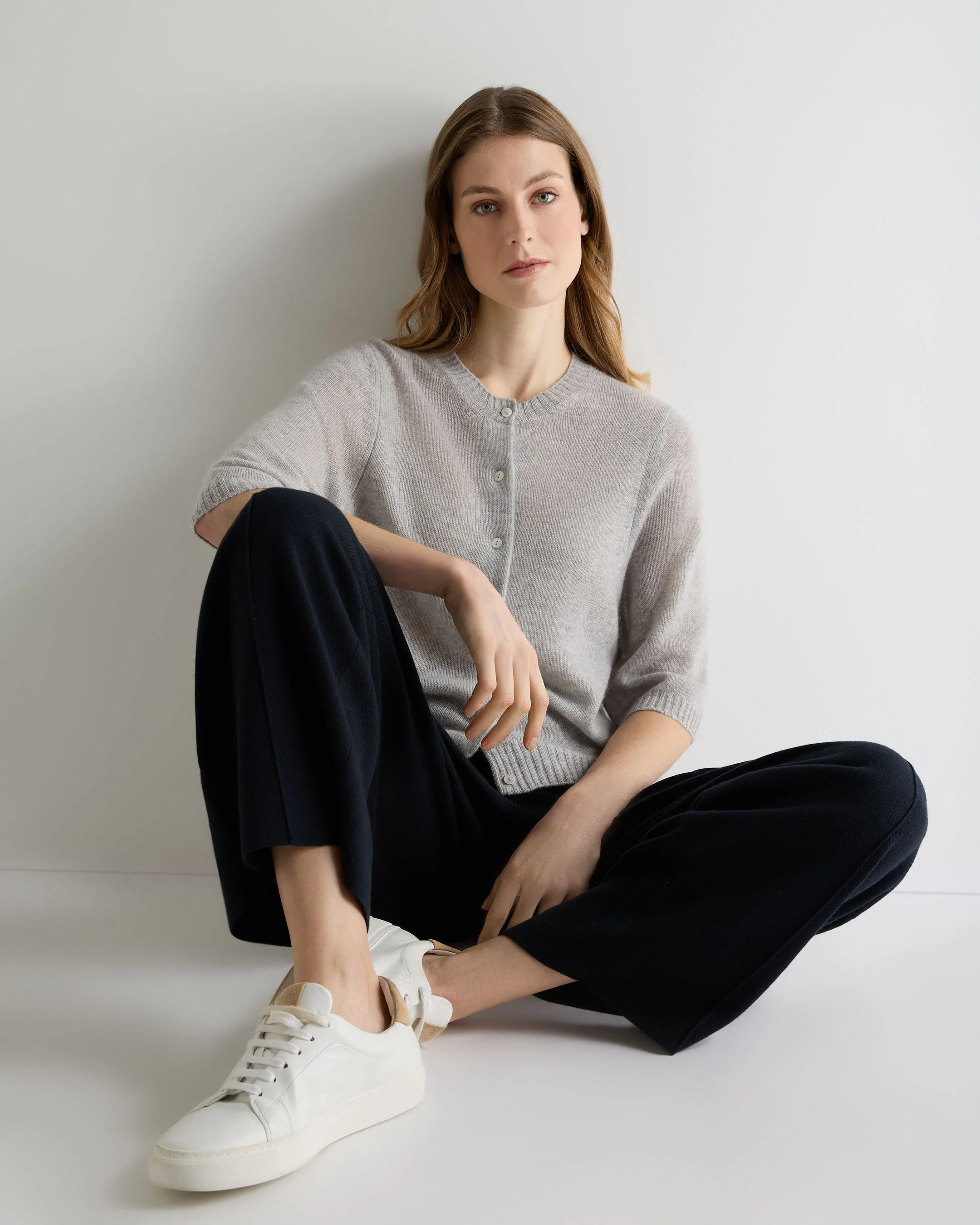 Women's Air Cashmere Cardigan Fumo Grey - Image 3