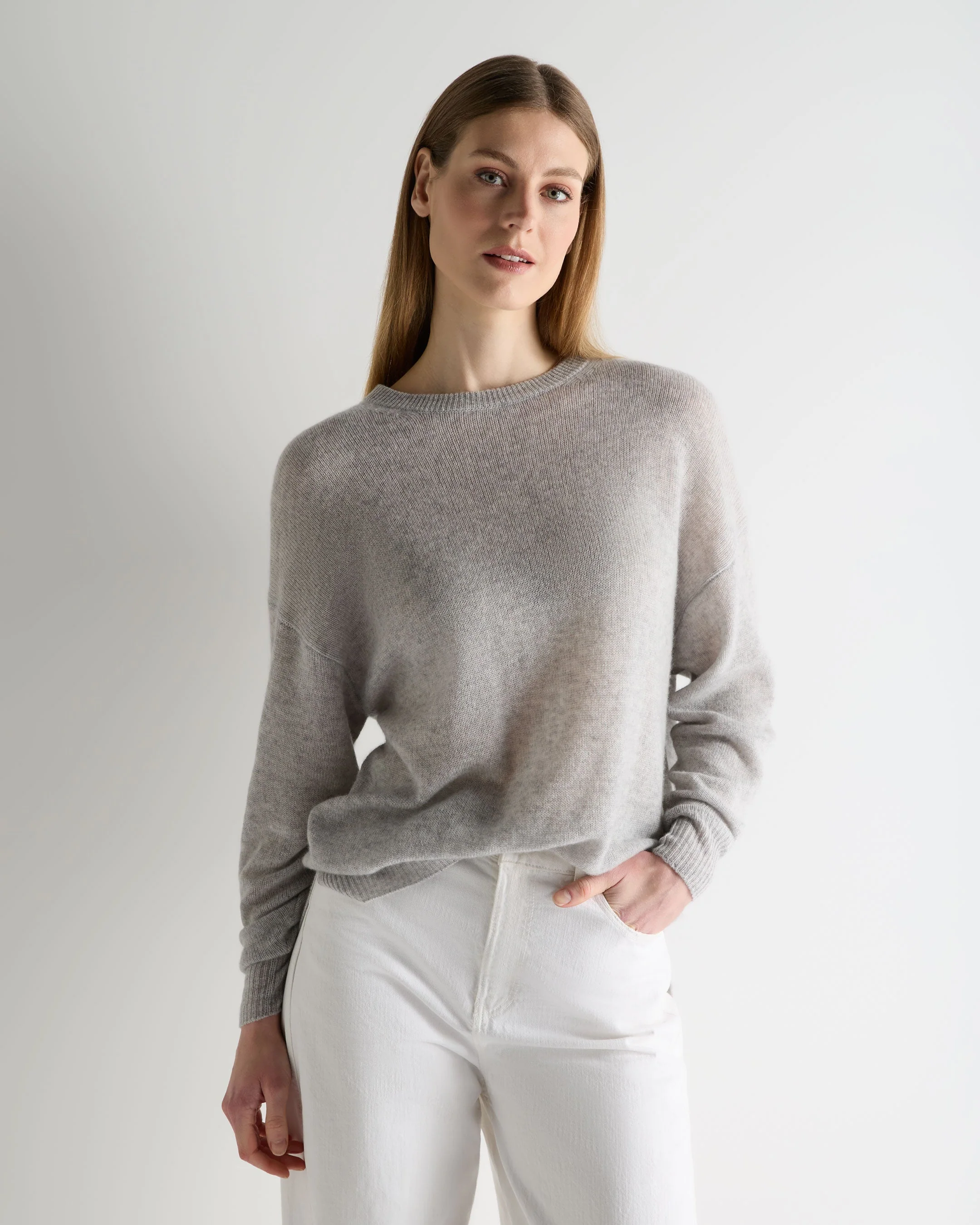 Women's Air Longline Cashmere Sweater Fumo Grey