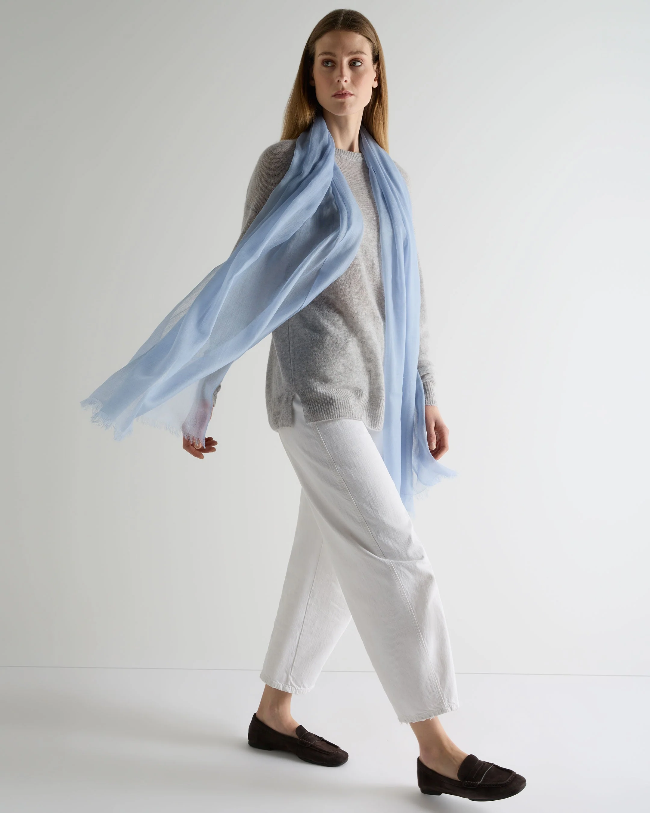 Women's Air Longline Cashmere Sweater Fumo Grey - Image 3