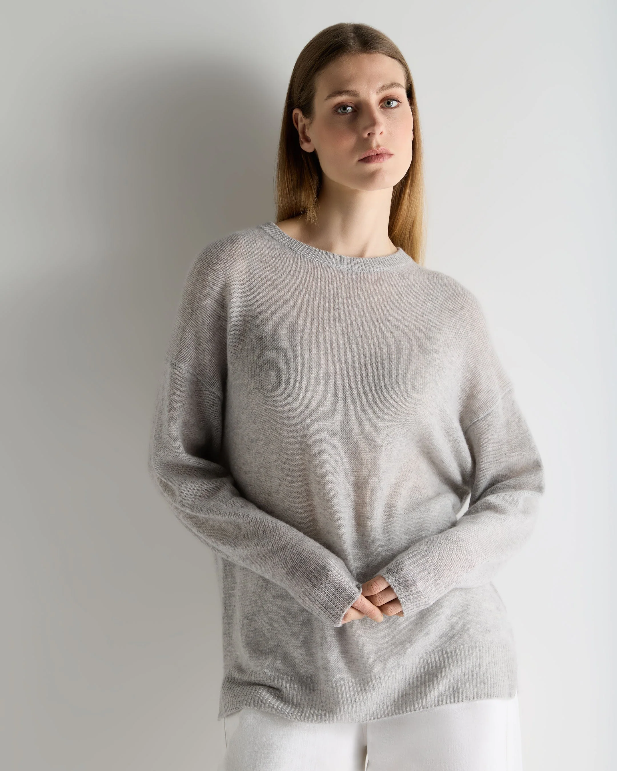 Women's Air Longline Cashmere Sweater Fumo Grey - Image 6