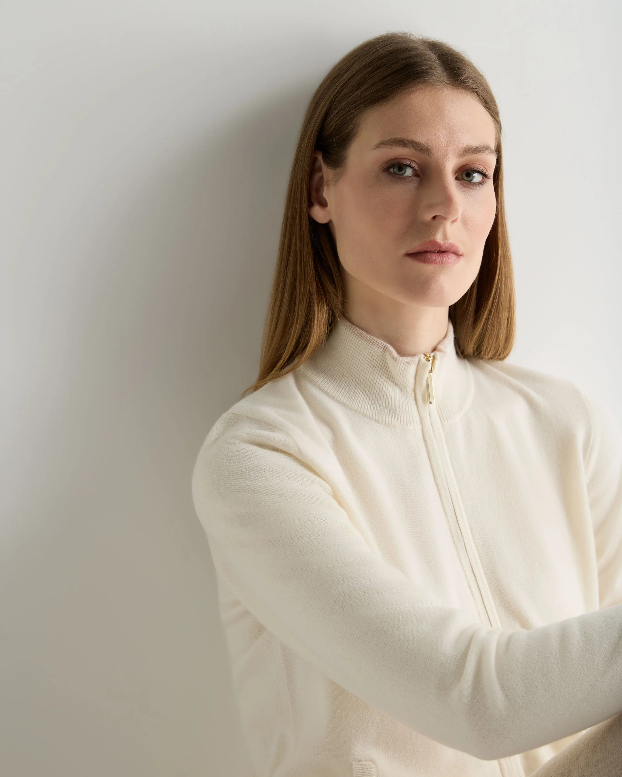 Women's Alisa Full Zip Cashmere Cardigan New Ivory White - Image 5