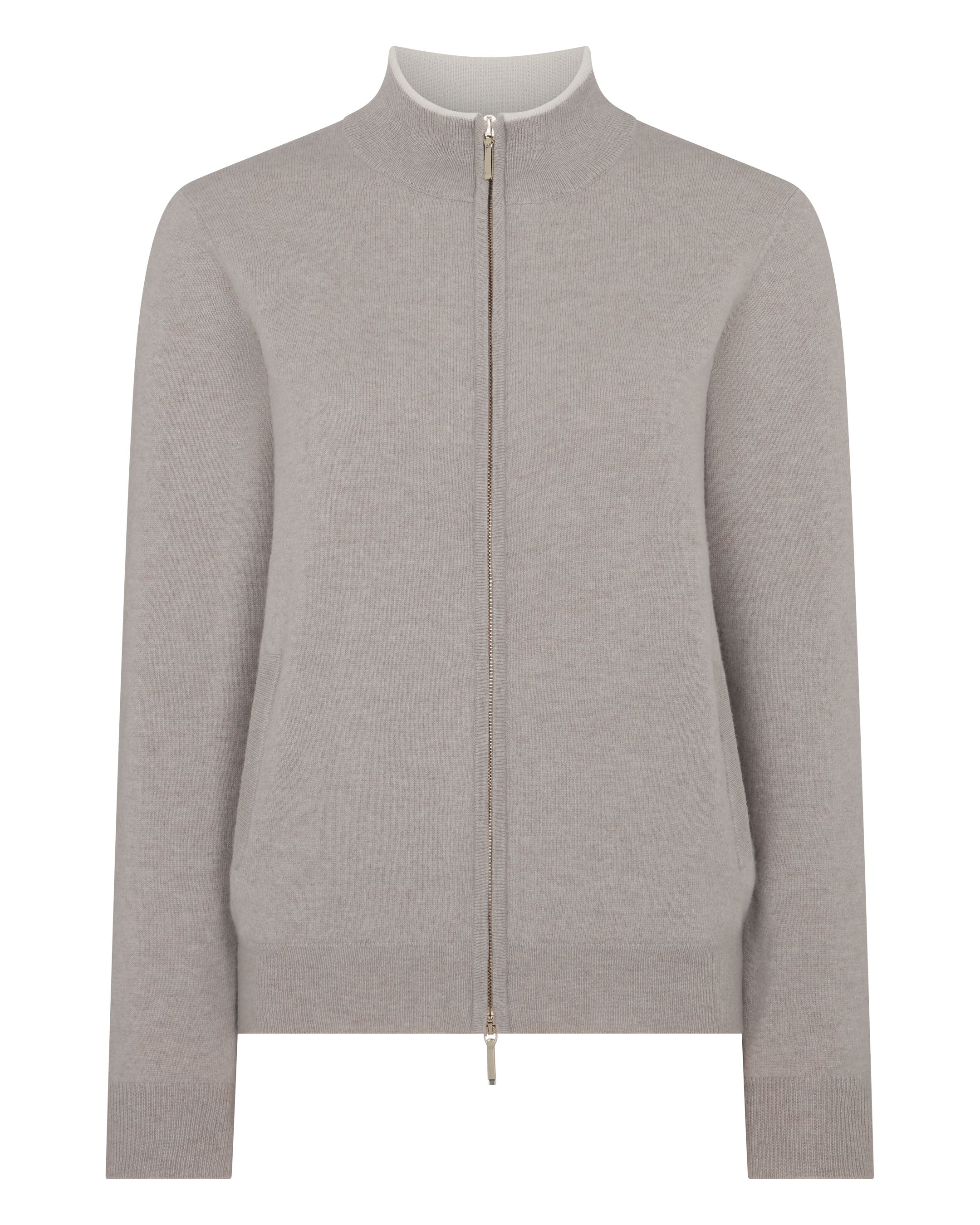 Women's Alisa Full Zip Cashmere Cardigan Oat Grey - Image 2