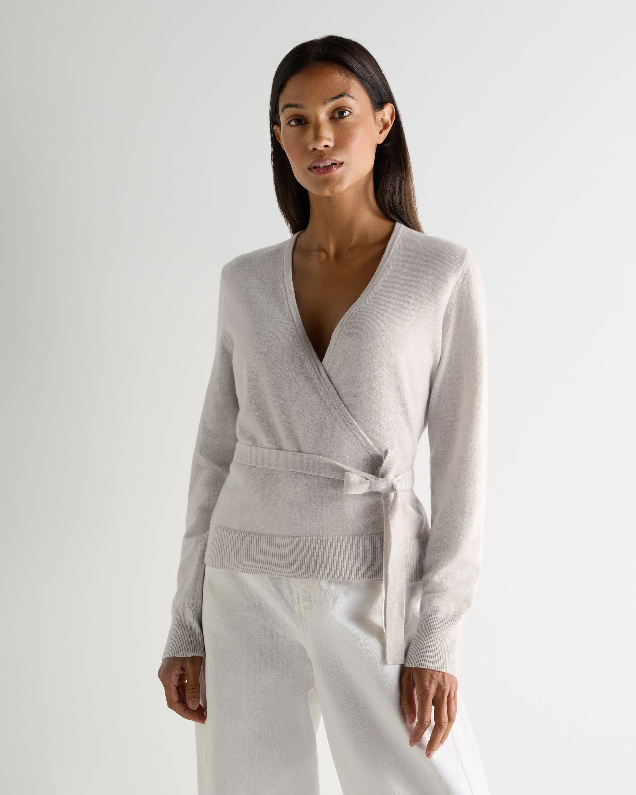 Women's Arabella Wrap Cashmere Cardigan Pebble Grey