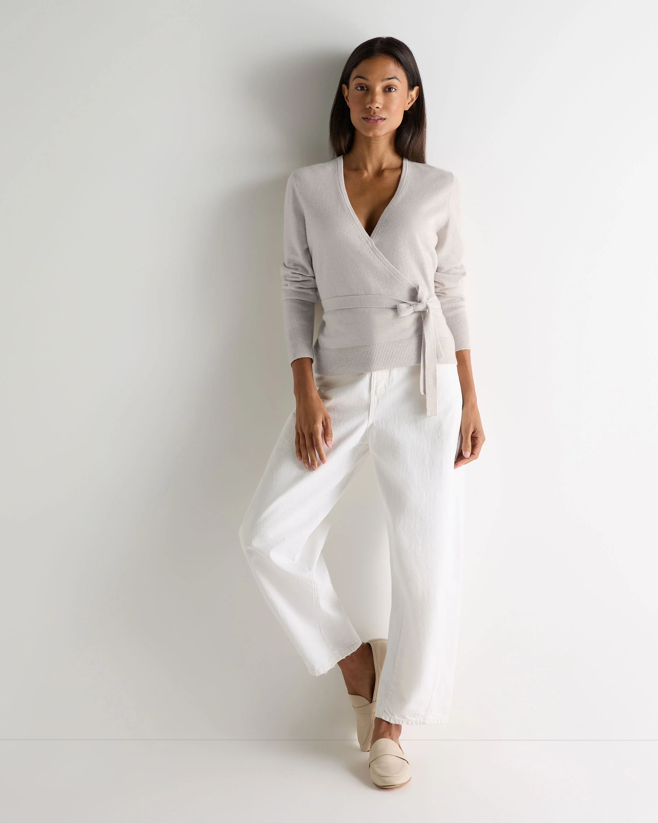 Women's Arabella Wrap Cashmere Cardigan Pebble Grey - Image 3