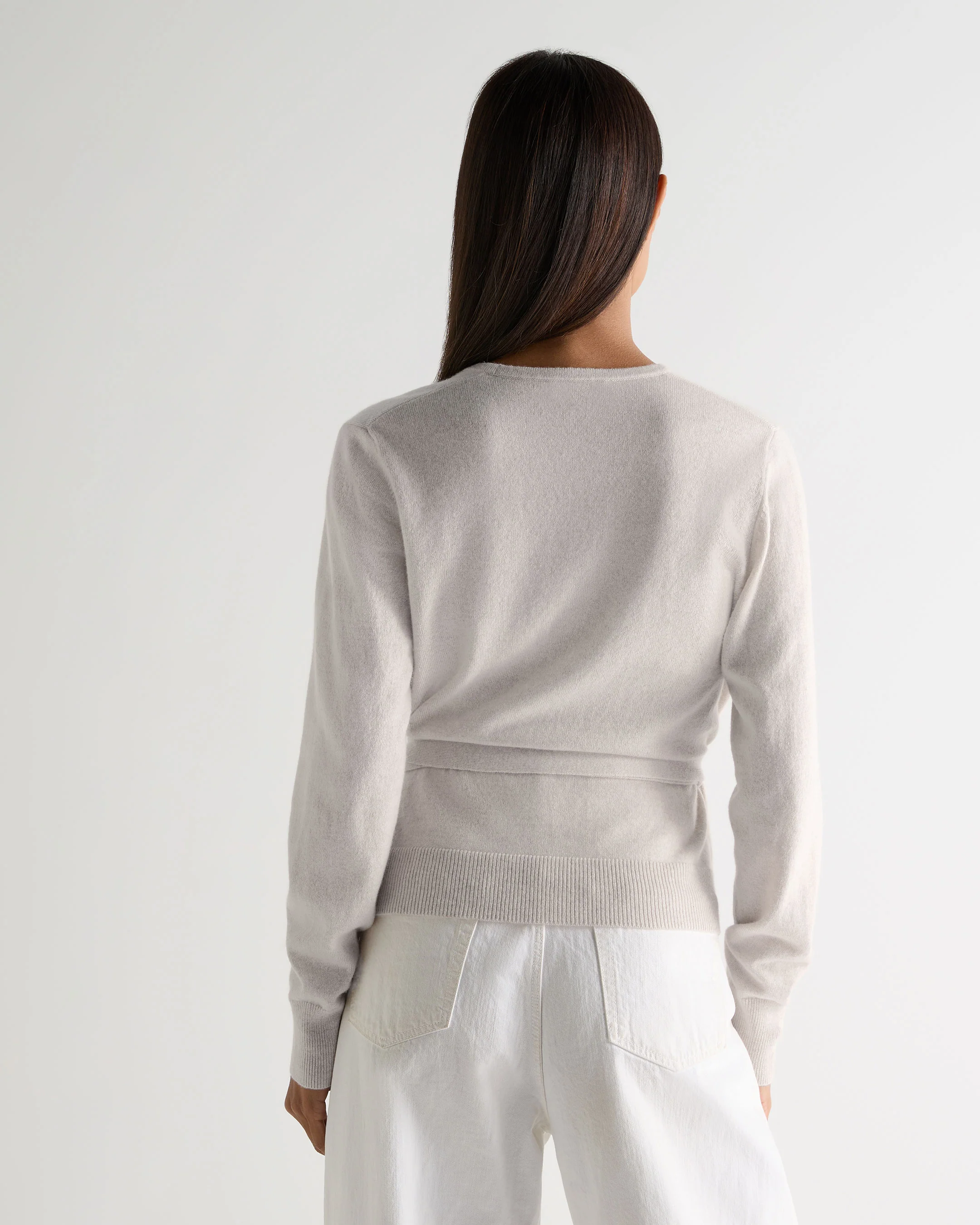 Women's Arabella Wrap Cashmere Cardigan Pebble Grey - Image 4