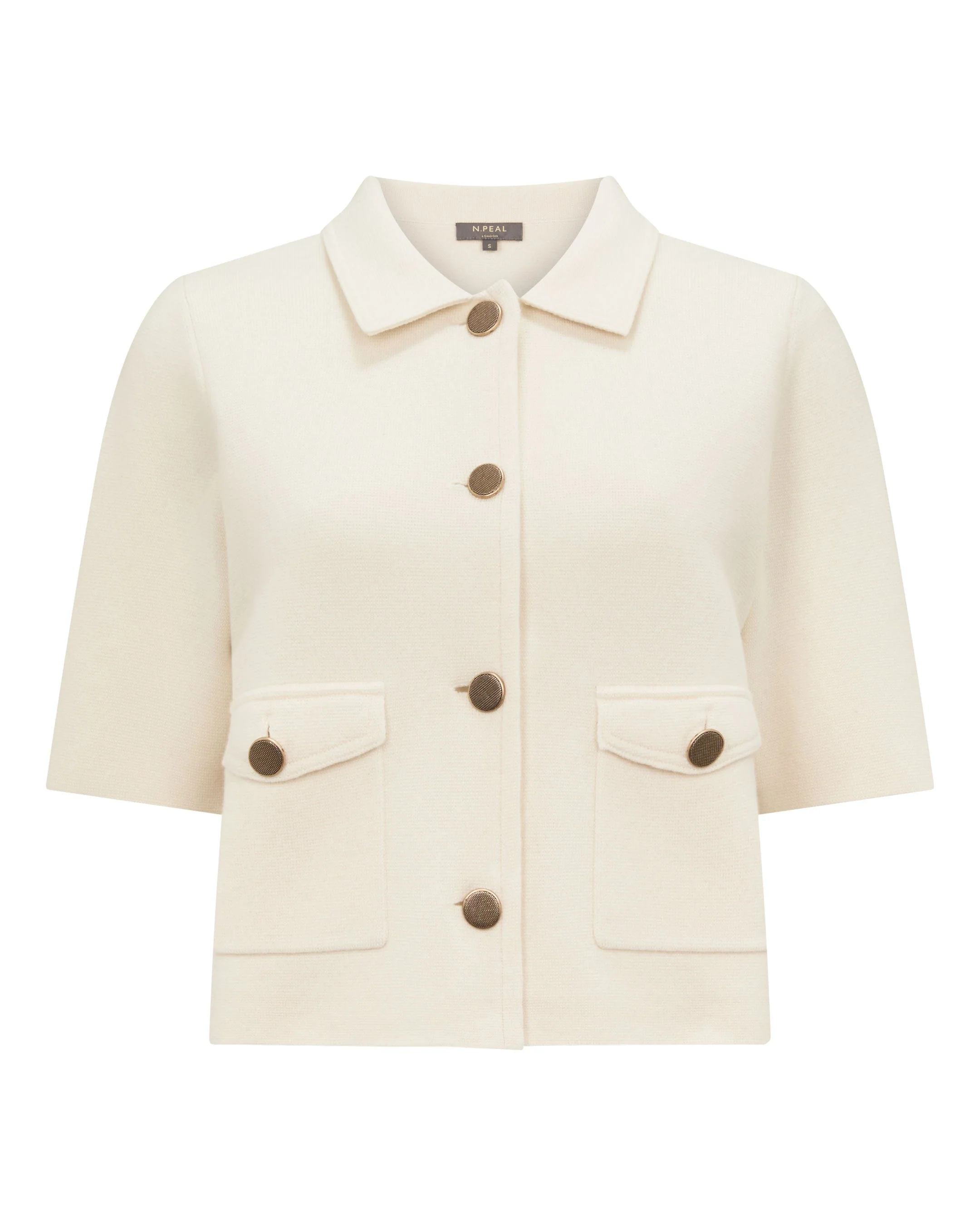 Women's Ashby Short Sleeve Cashmere Jacket New Ivory White - Image 2