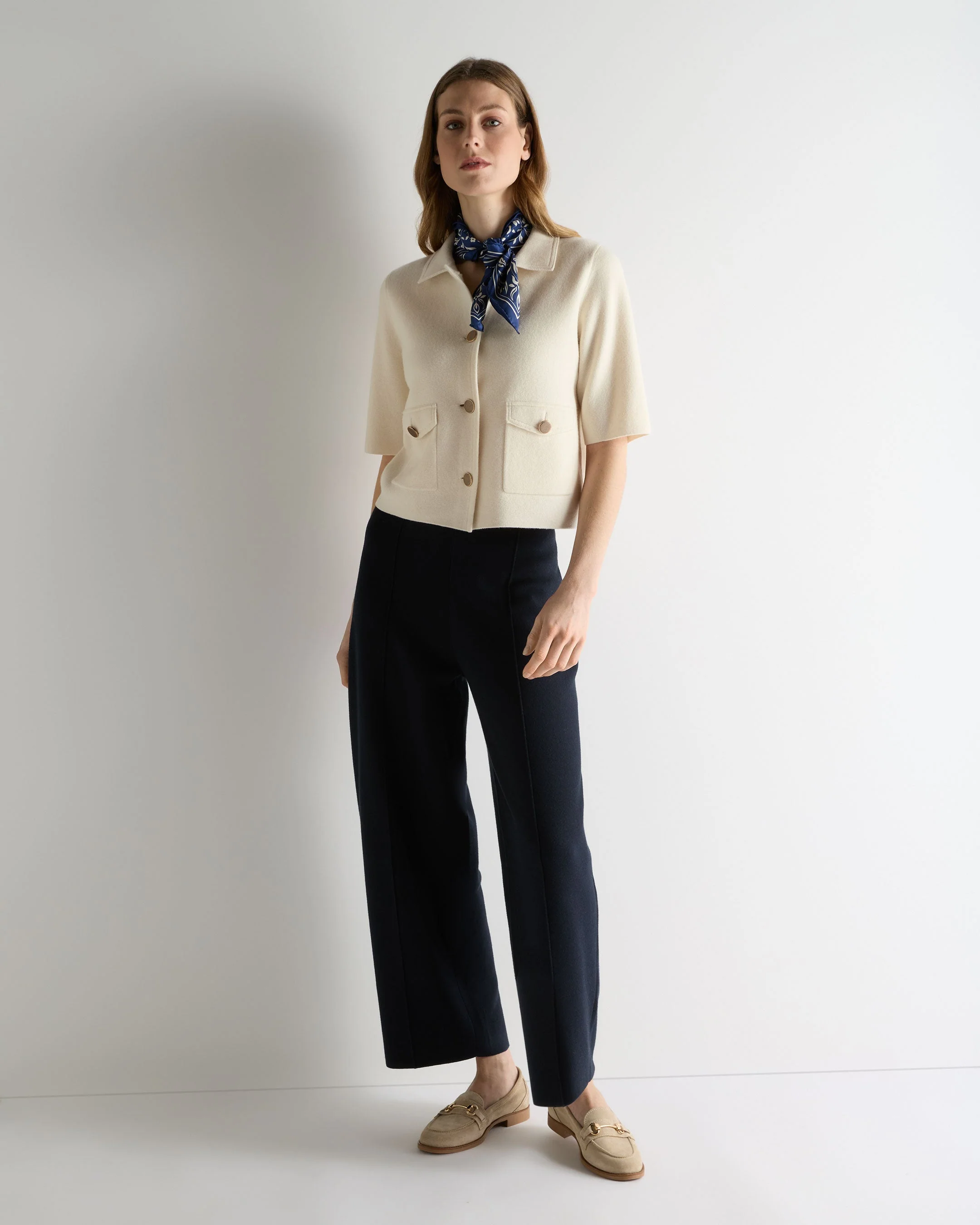 Women's Ashby Short Sleeve Cashmere Jacket New Ivory White - Image 3