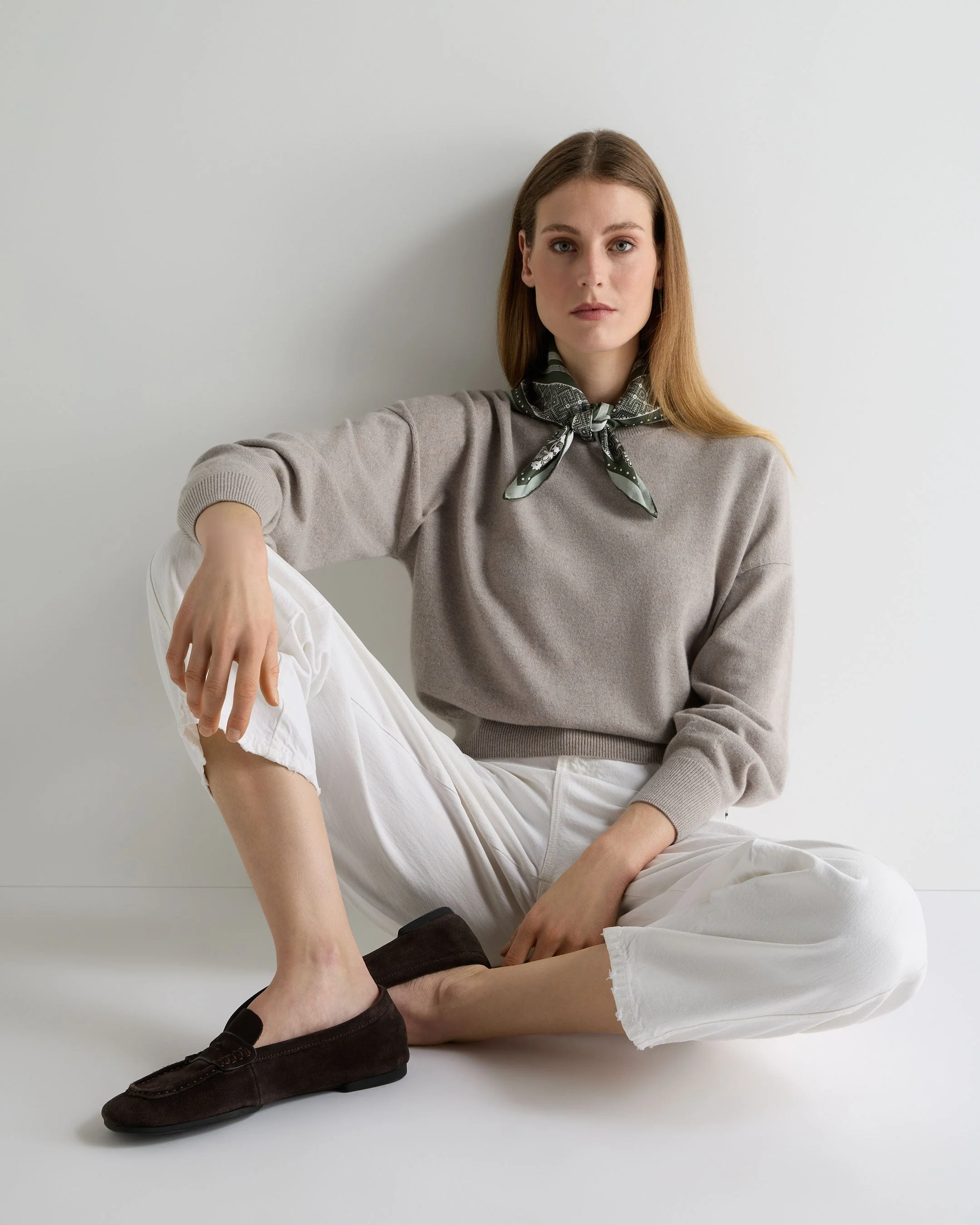 Women's Balloon Sleeve Cashmere Sweater Oat Grey - Image 3