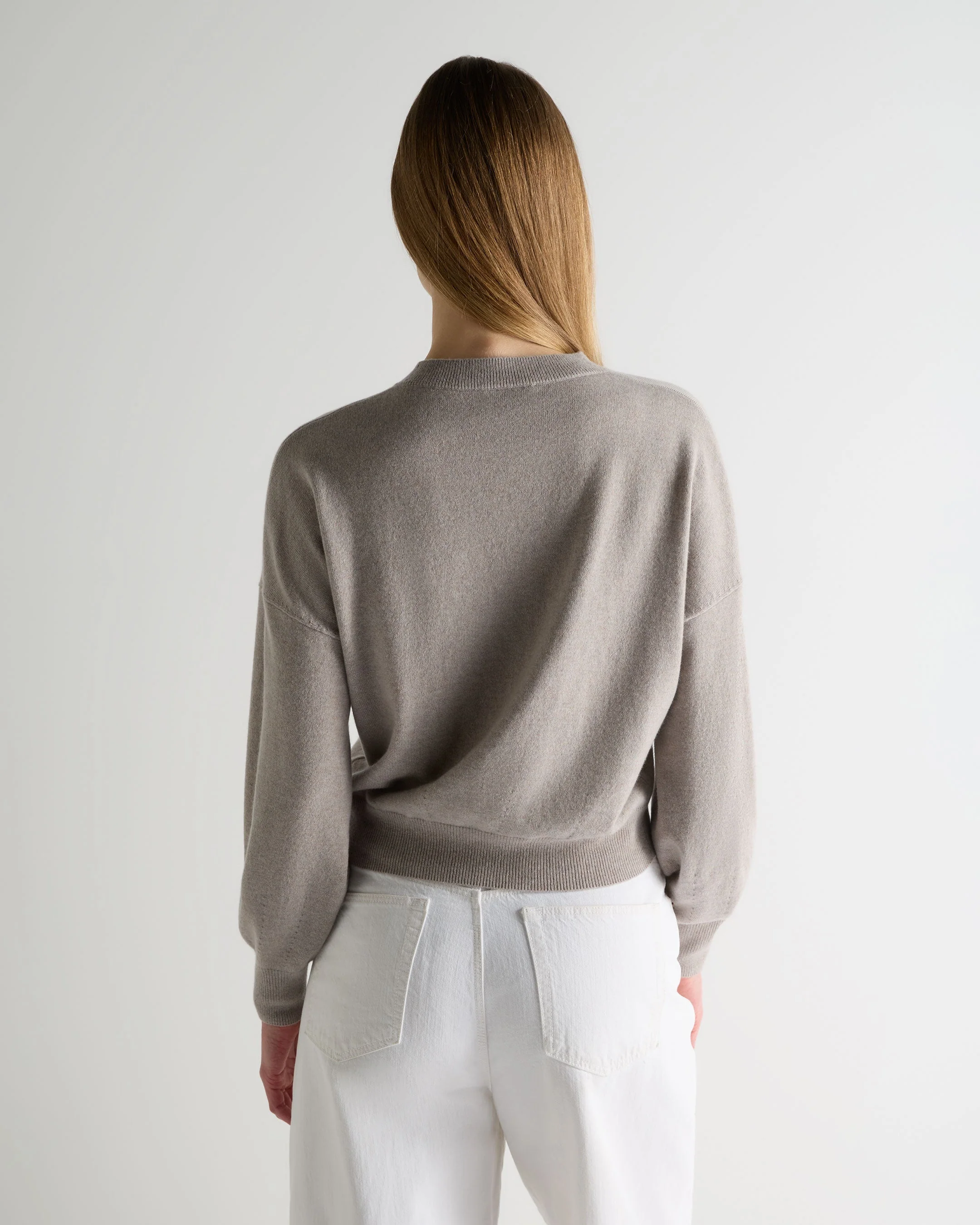Women's Balloon Sleeve Cashmere Sweater Oat Grey - Image 4