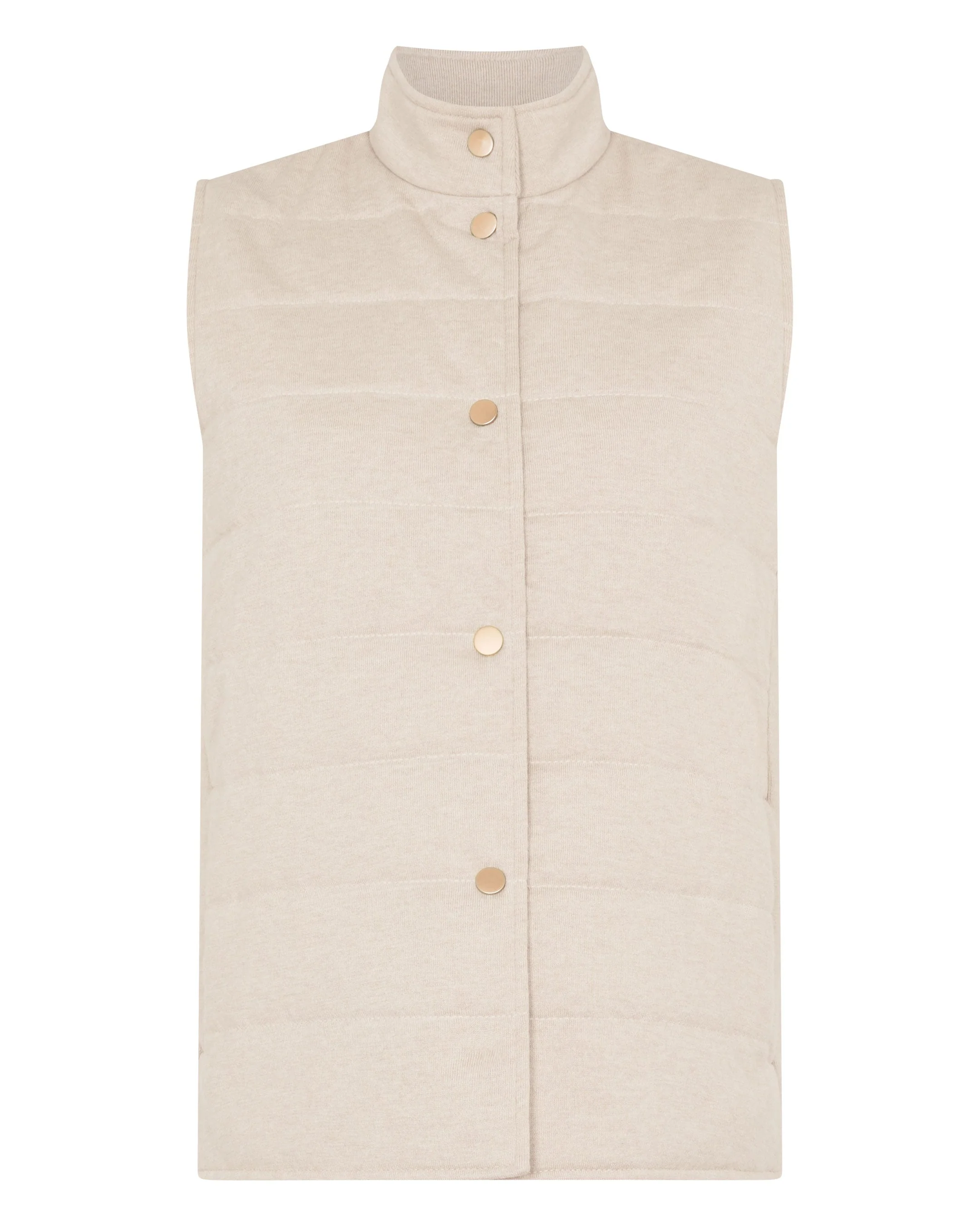 Women's Button Through Quilted Gilet Sandstone Brown - Image 2