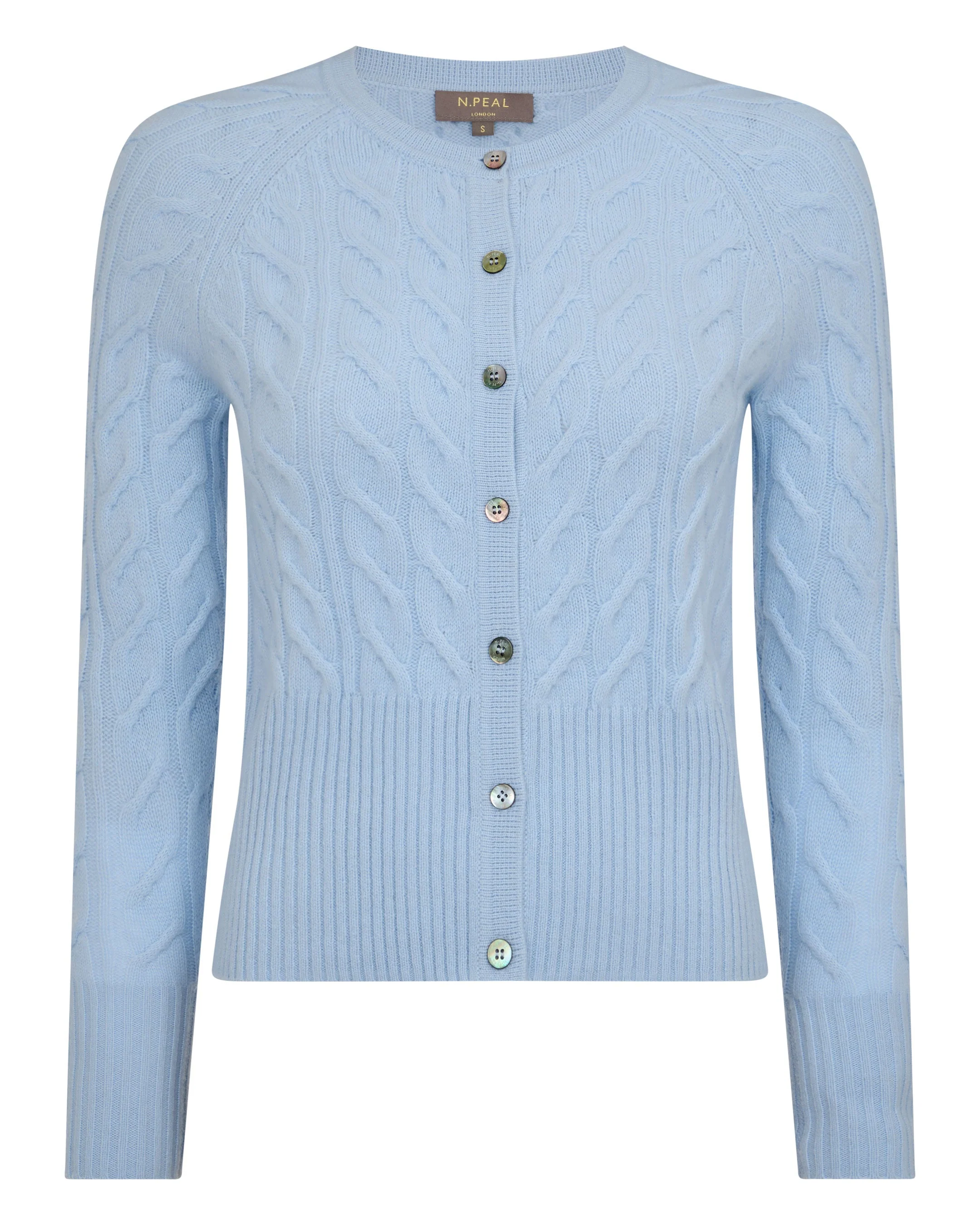 Women's Myla Cable Cashmere Cardigan Sea Mist Blue - Image 2