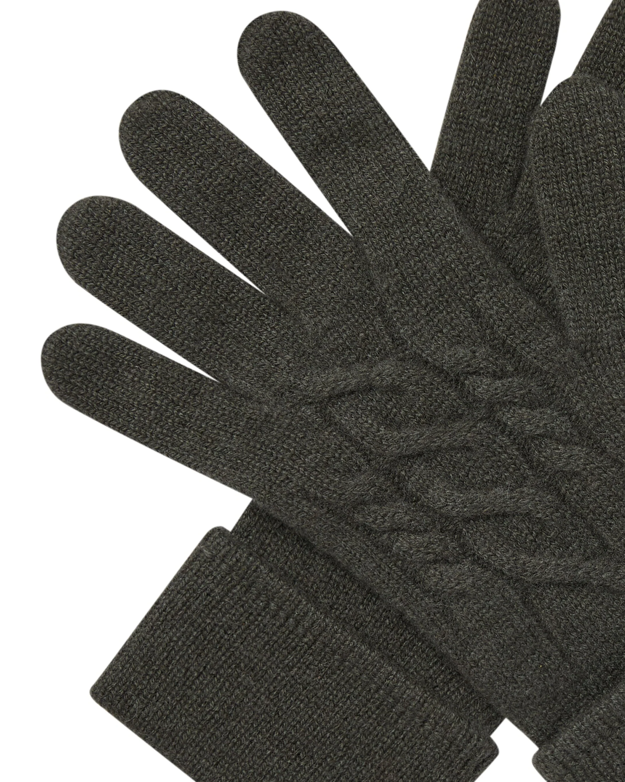 Women's Cable Cashmere Gloves Arabica Khaki Green - Image 2