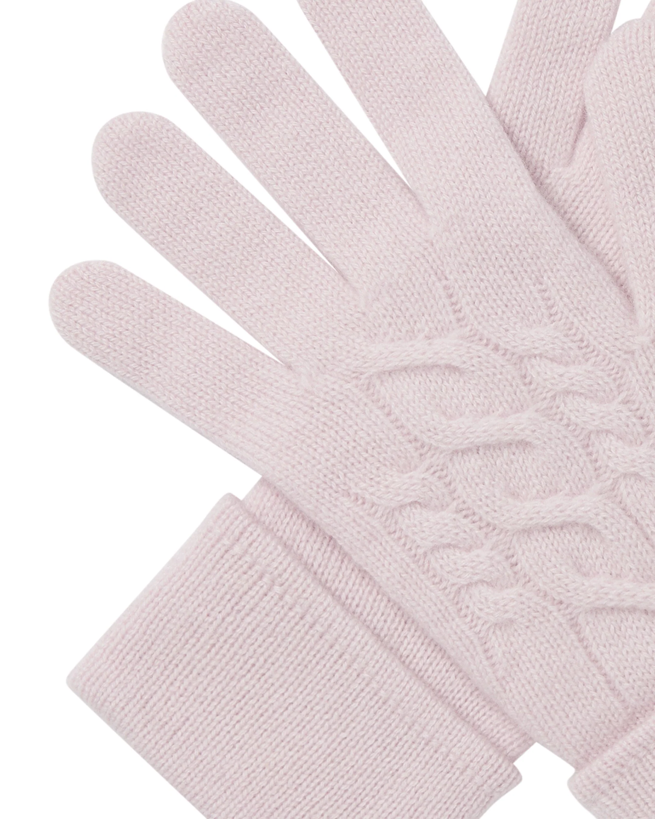 Women's Cable Cashmere Gloves Chalk Pink - Image 2