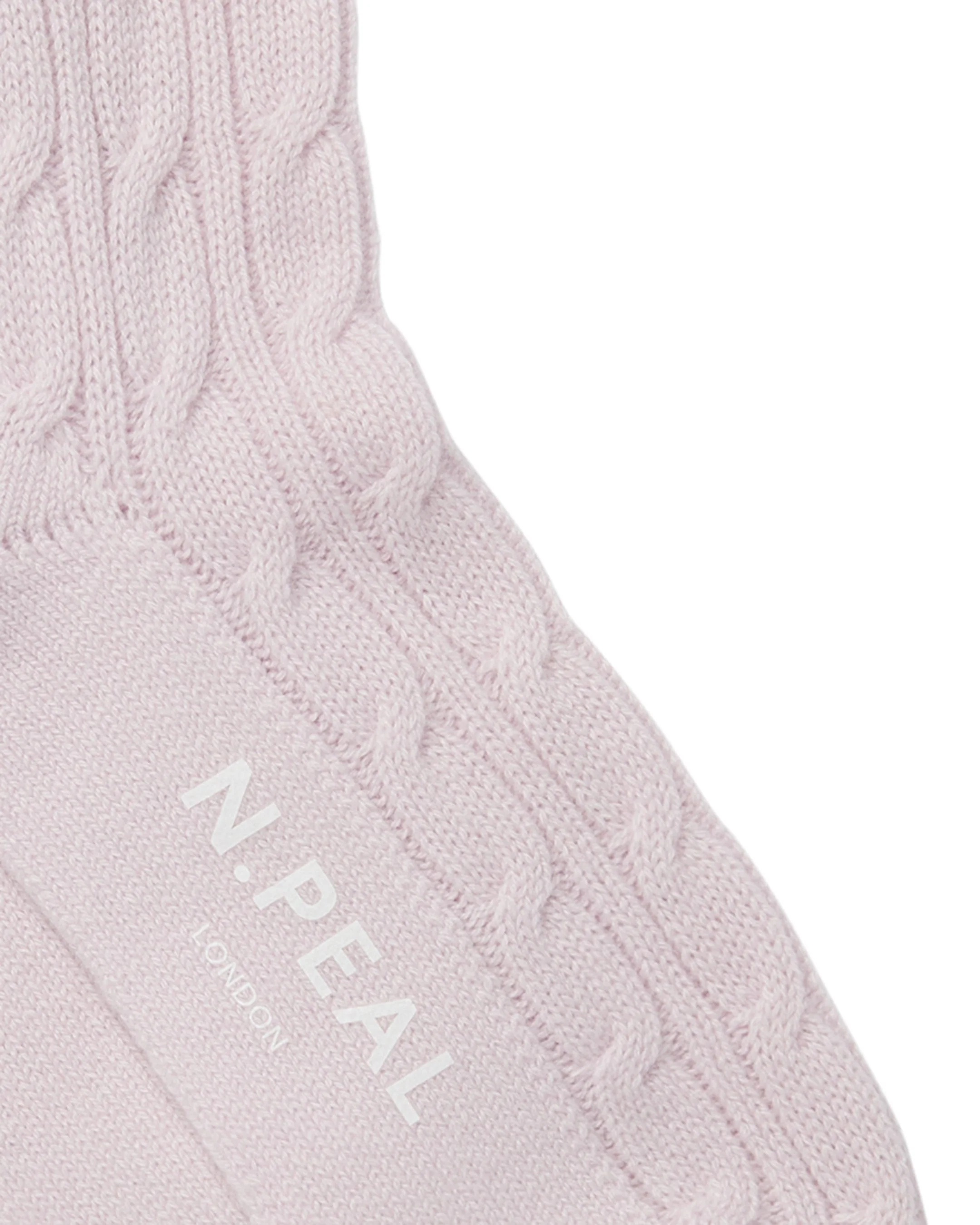 Women's Cable Cashmere House Socks Chalk Pink - Image 2