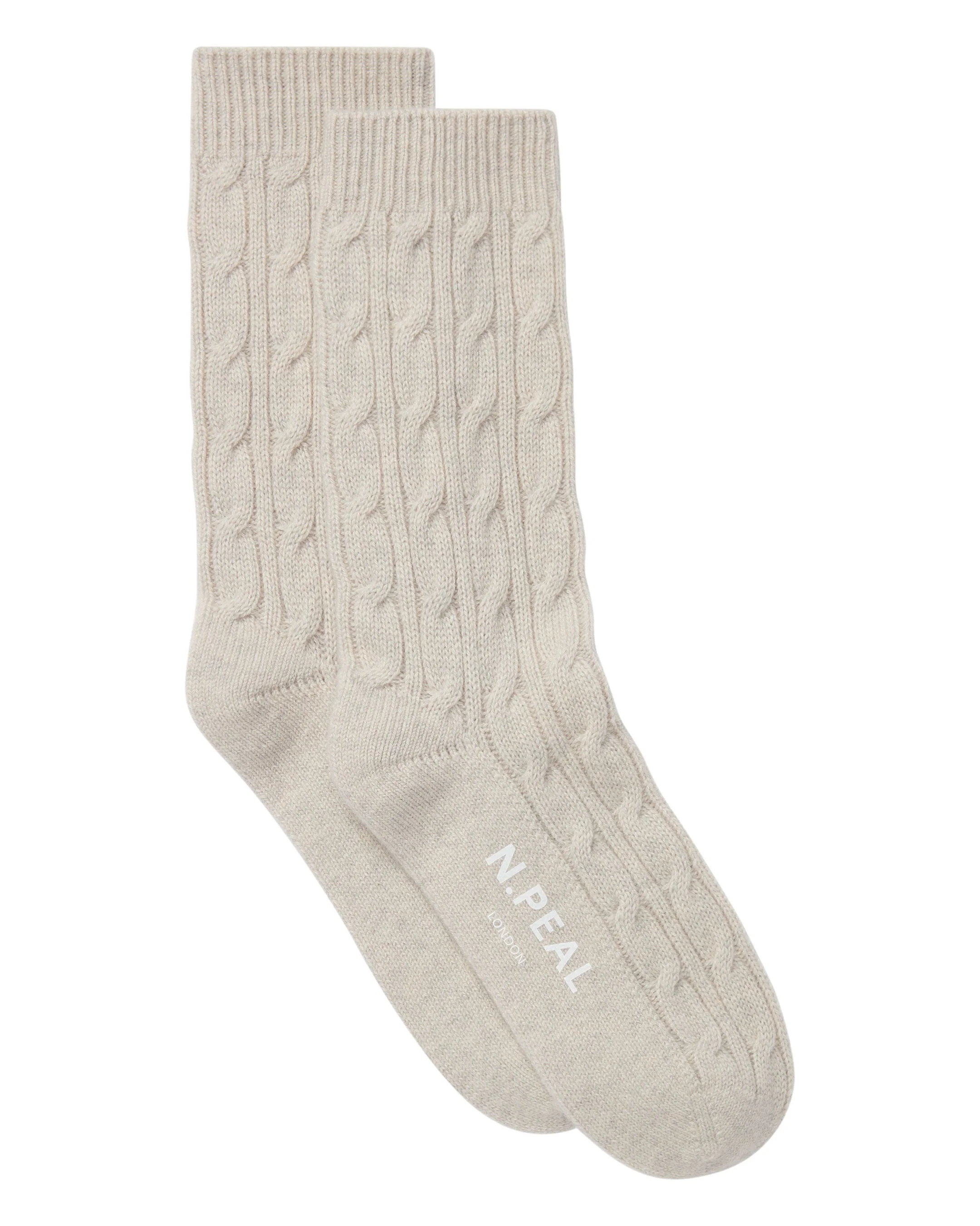 Women's Cable Cashmere House Socks Pebble Grey