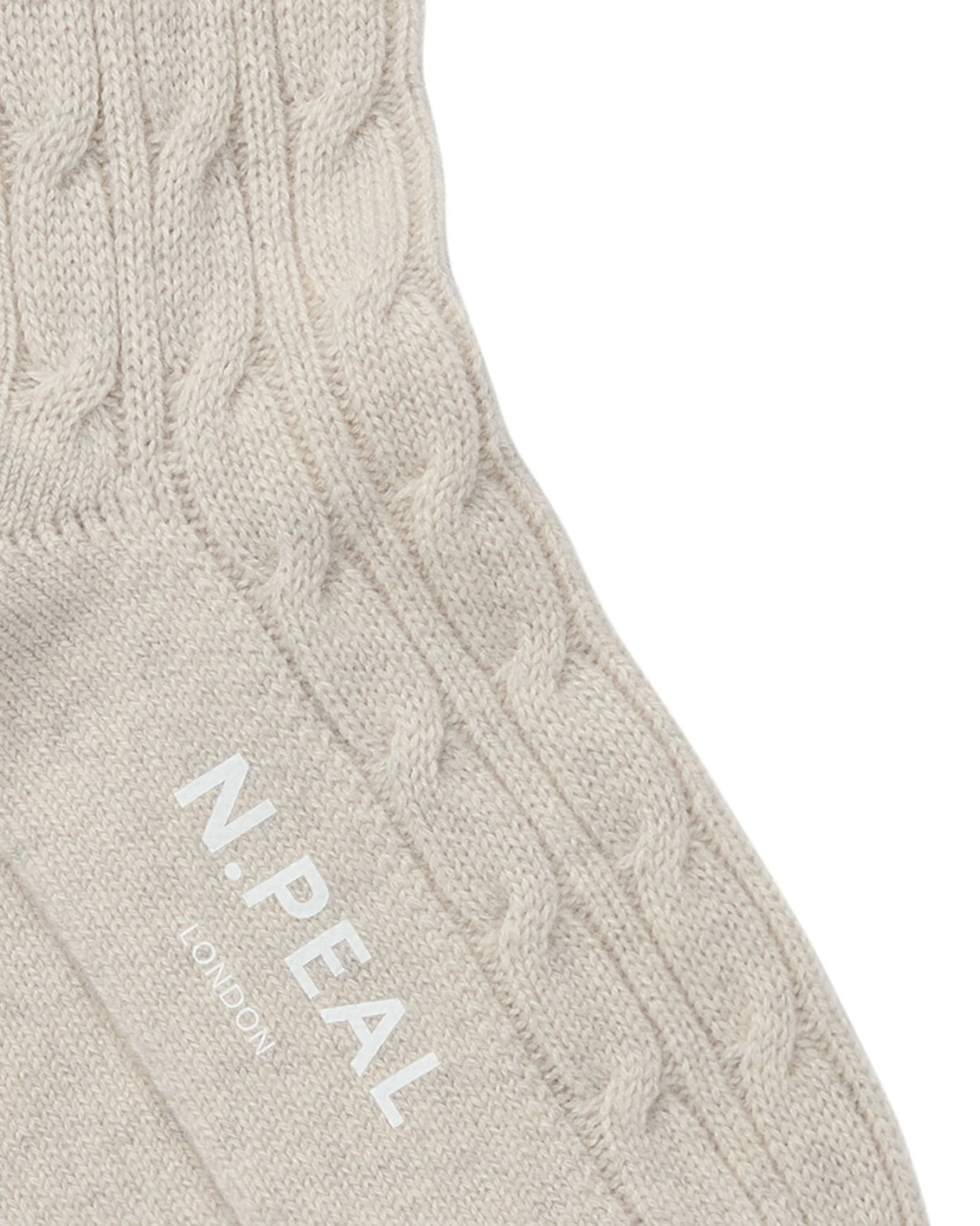 Women's Cable Cashmere House Socks Pebble Grey - Image 2