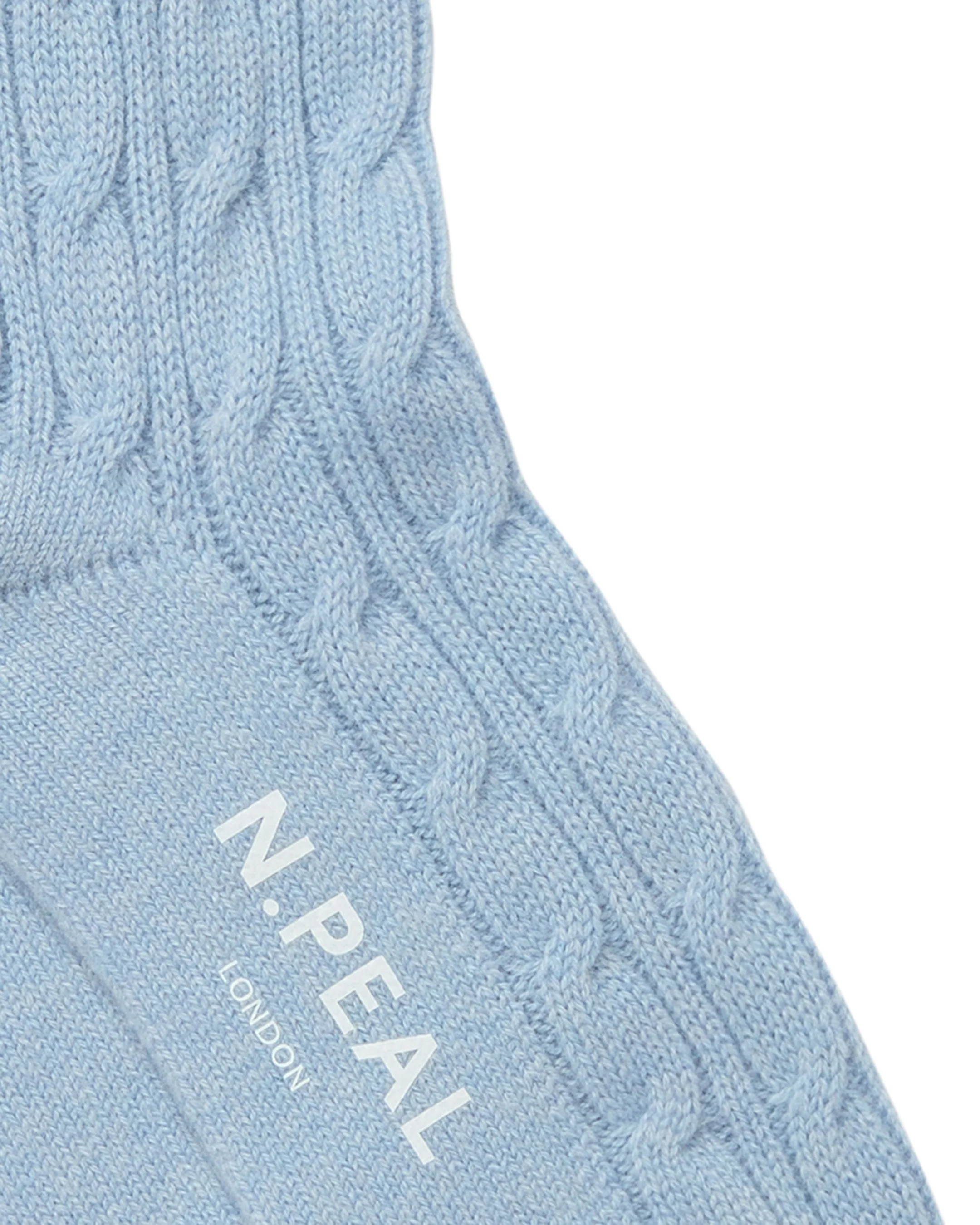 Women's Cable Cashmere House Socks Sea Mist Blue - Image 2