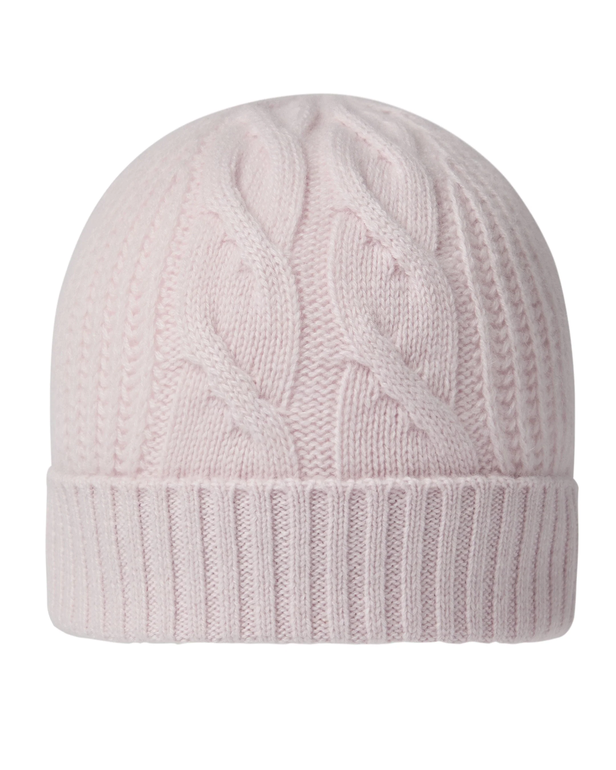 Women's Cable Rib Cashmere Hat Chalk Pink
