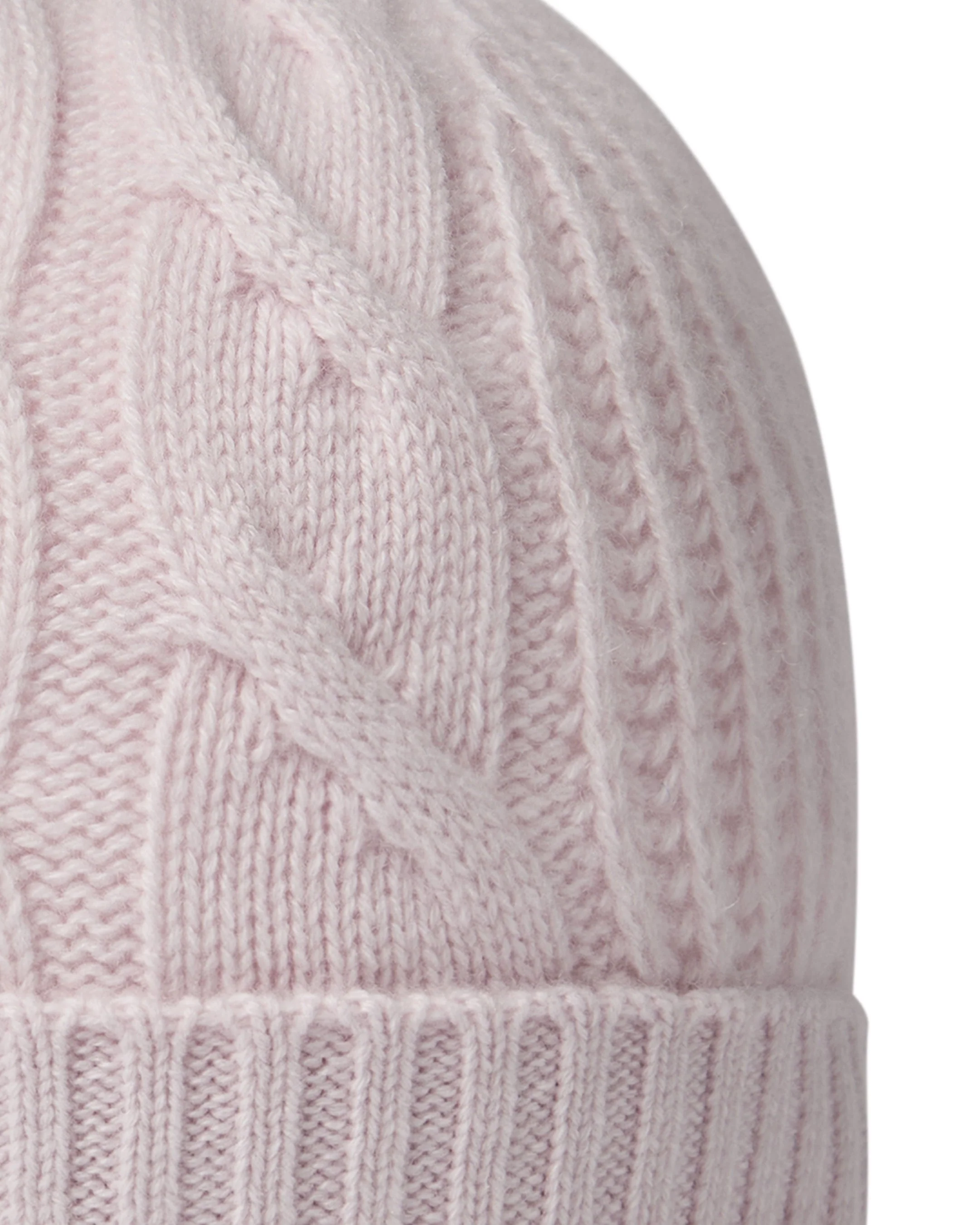 Women's Cable Rib Cashmere Hat Chalk Pink - Image 2