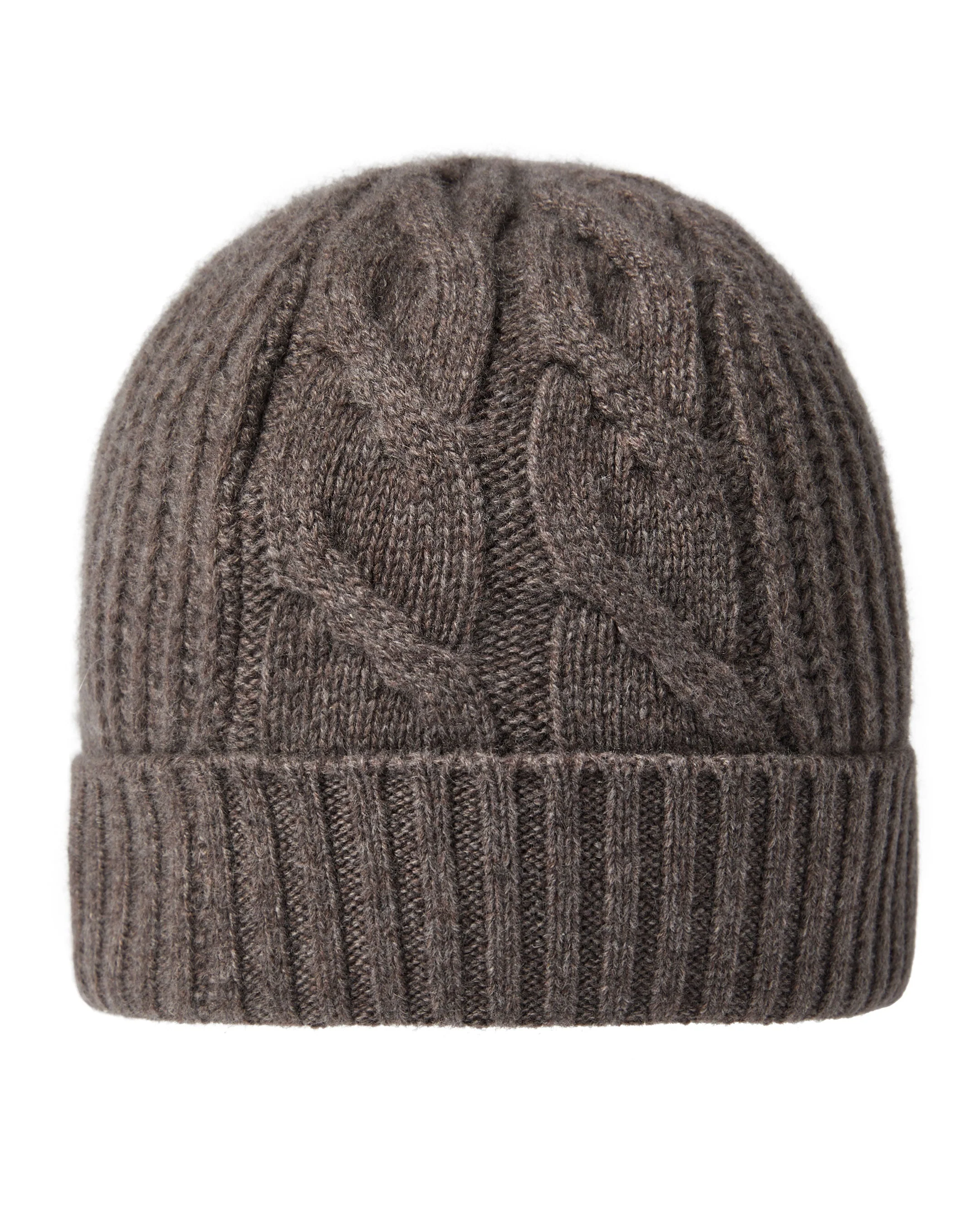 Women's Cable Rib Cashmere Hat Otter Brown