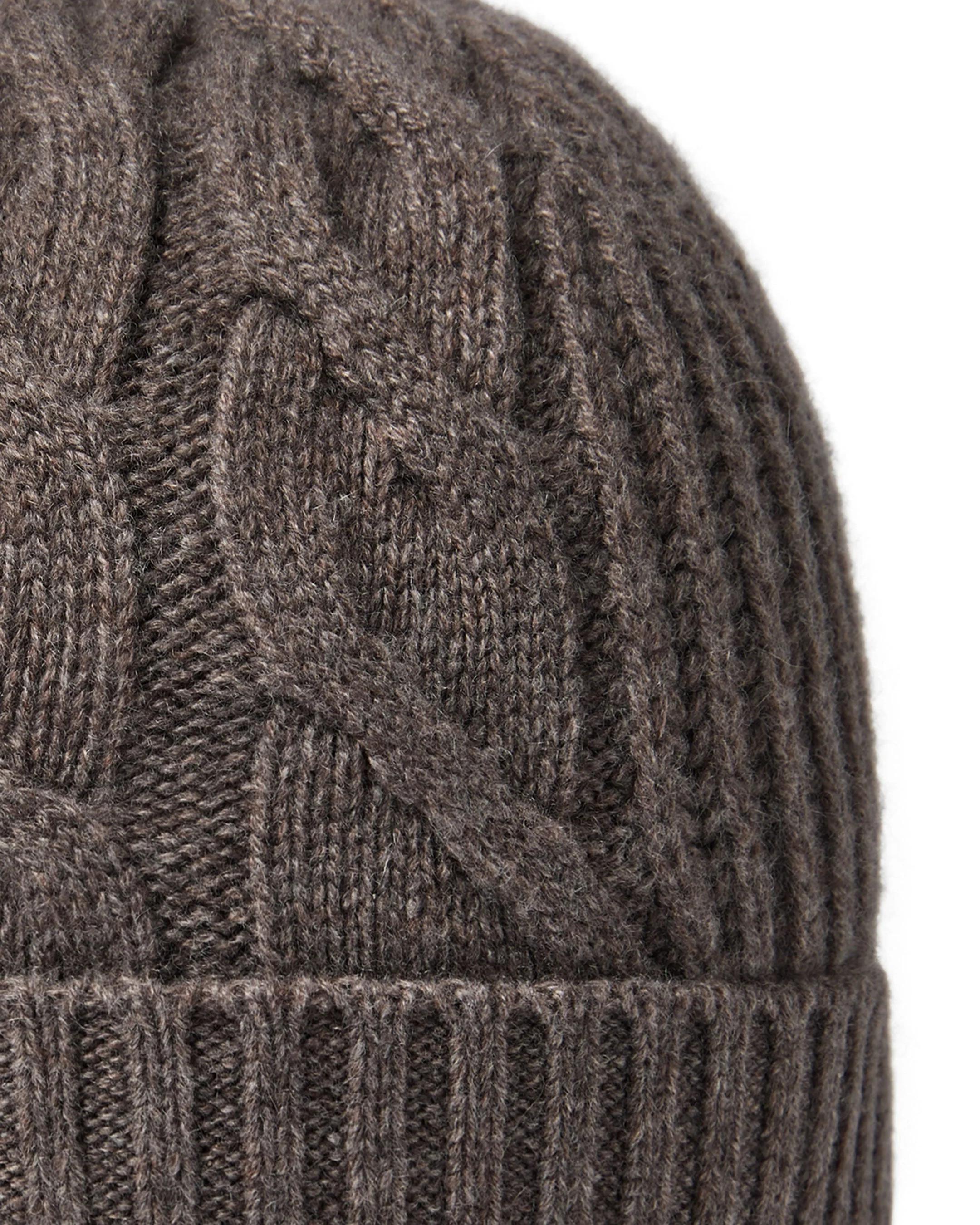 Women's Cable Rib Cashmere Hat Otter Brown - Image 2